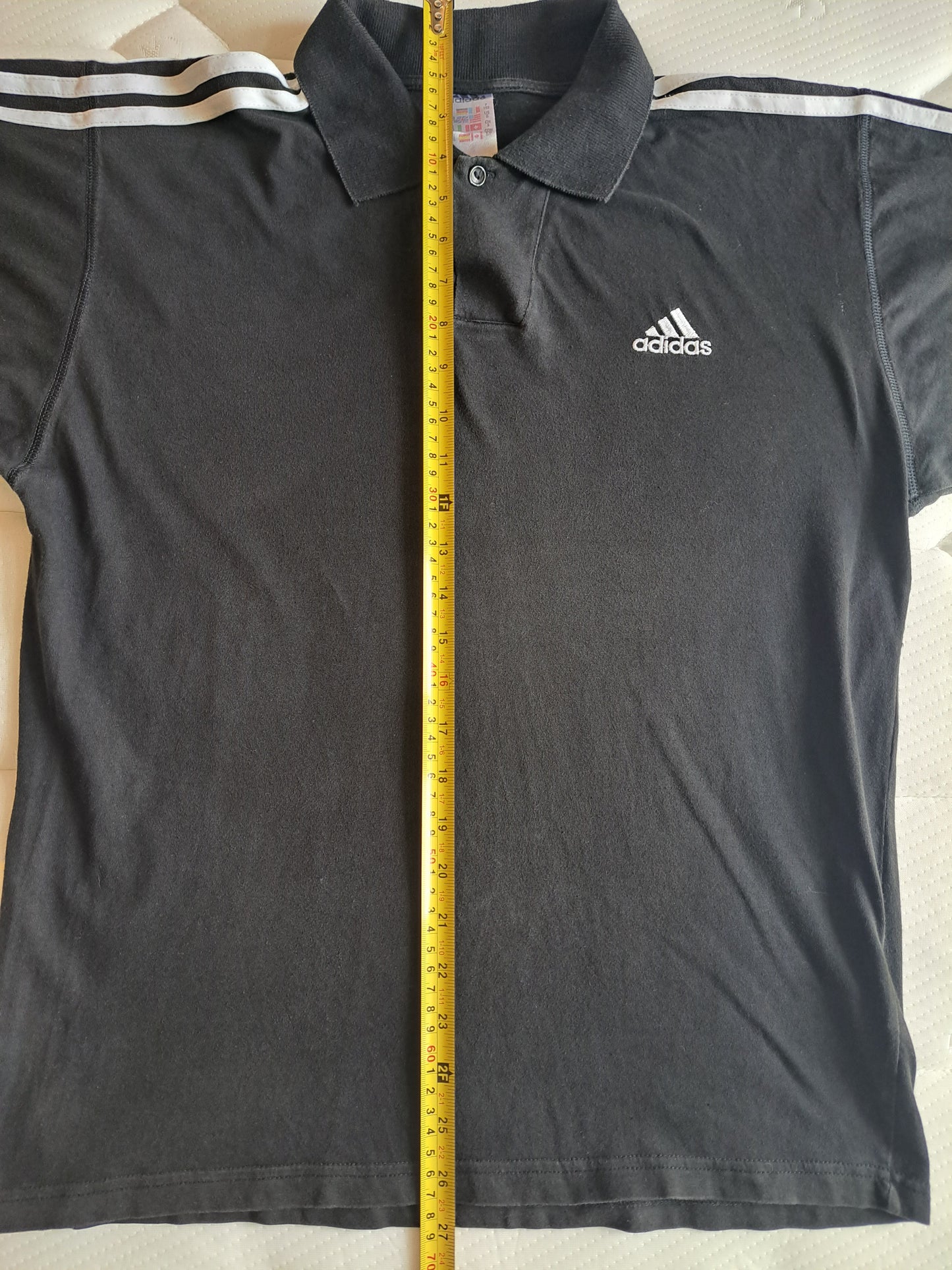 Adidas Polo Shirt Black 3 Stripe Cotton Polo Made in Italy Size XL