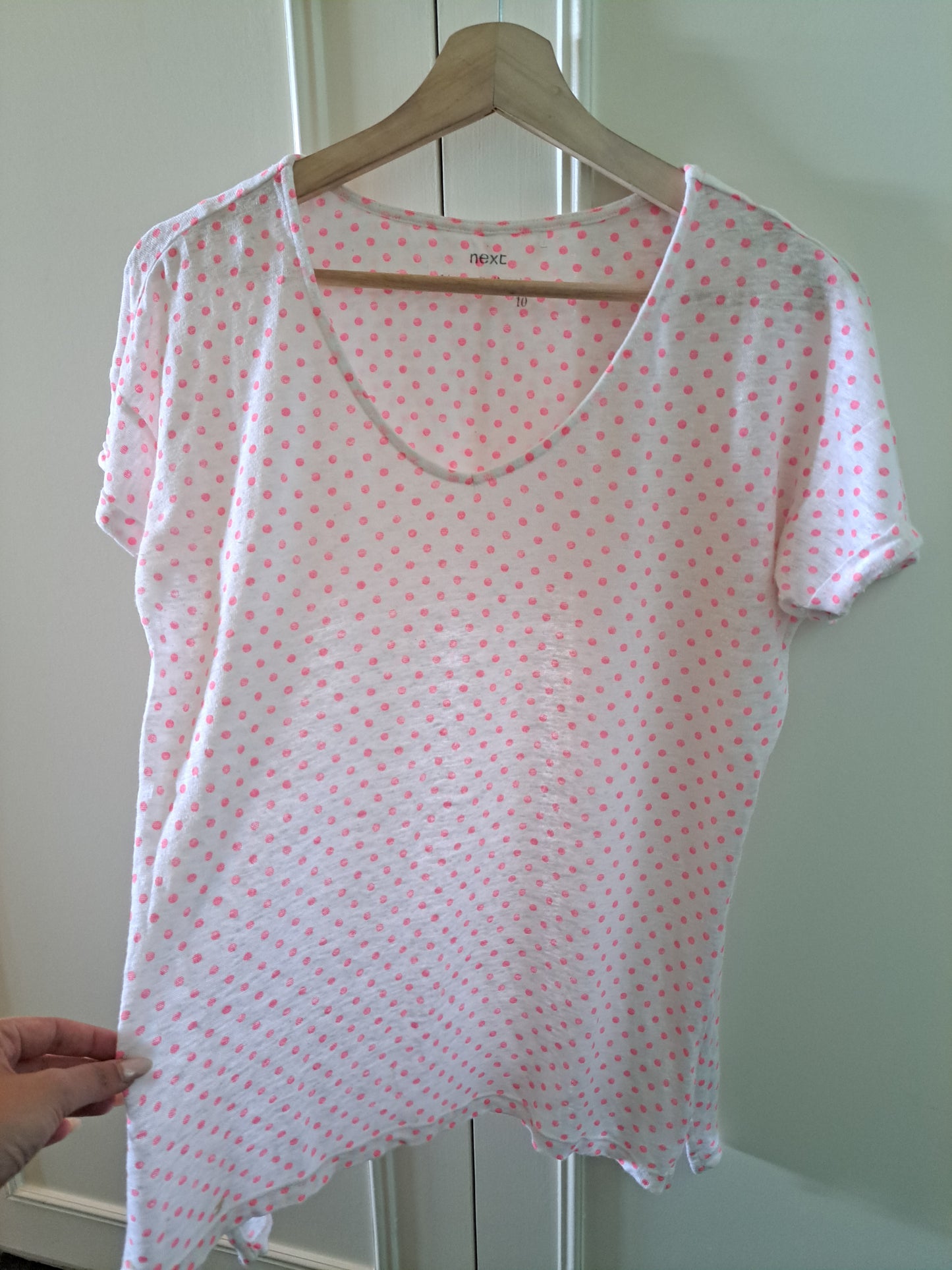 Next Pink Polka Dot T-Shirt Size 10 Cotton Blend Casual Top