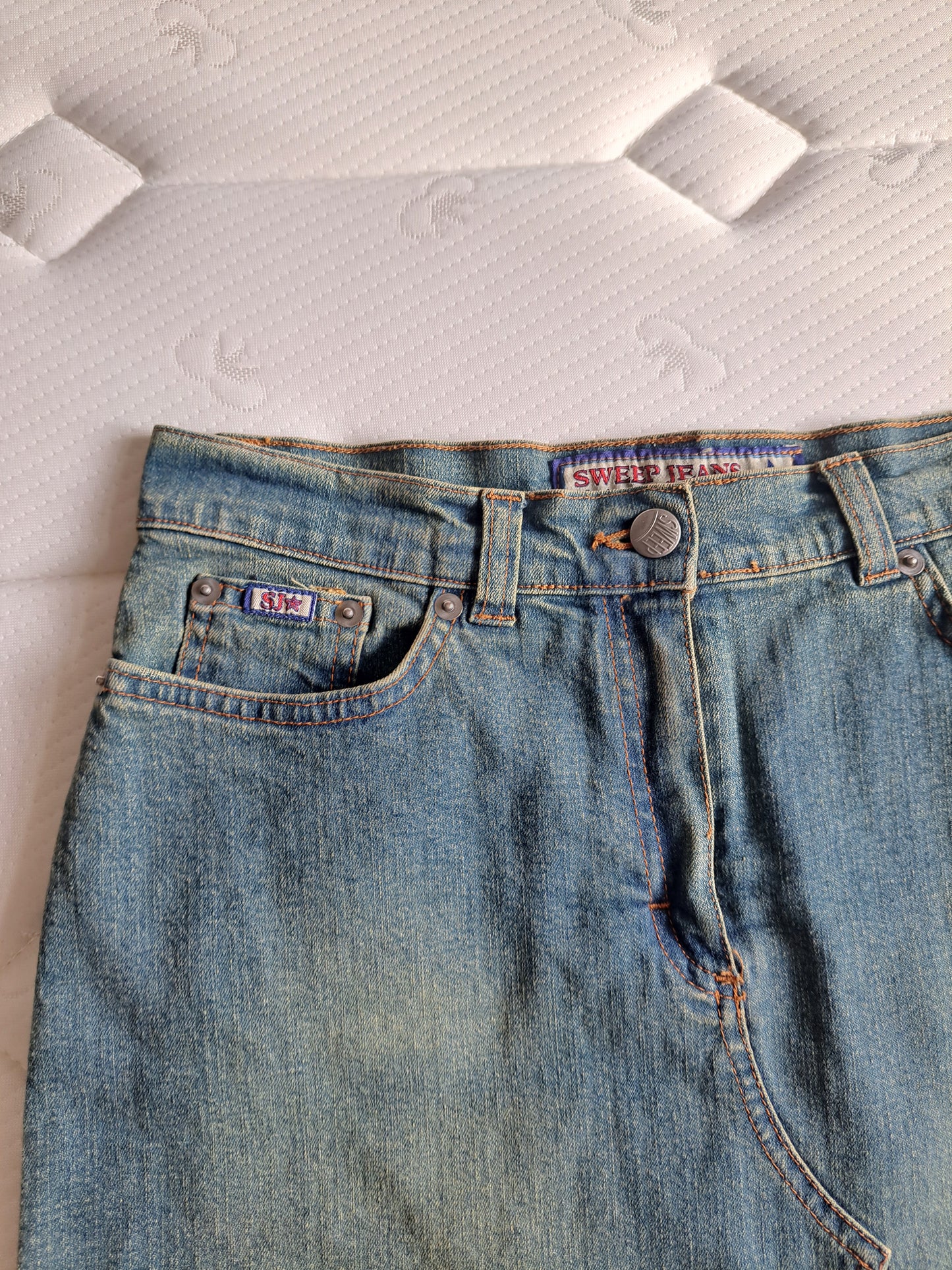 Sweep Jeans Denim Midi Skirt Made in Italy Size 32 Blue Jean Skirt