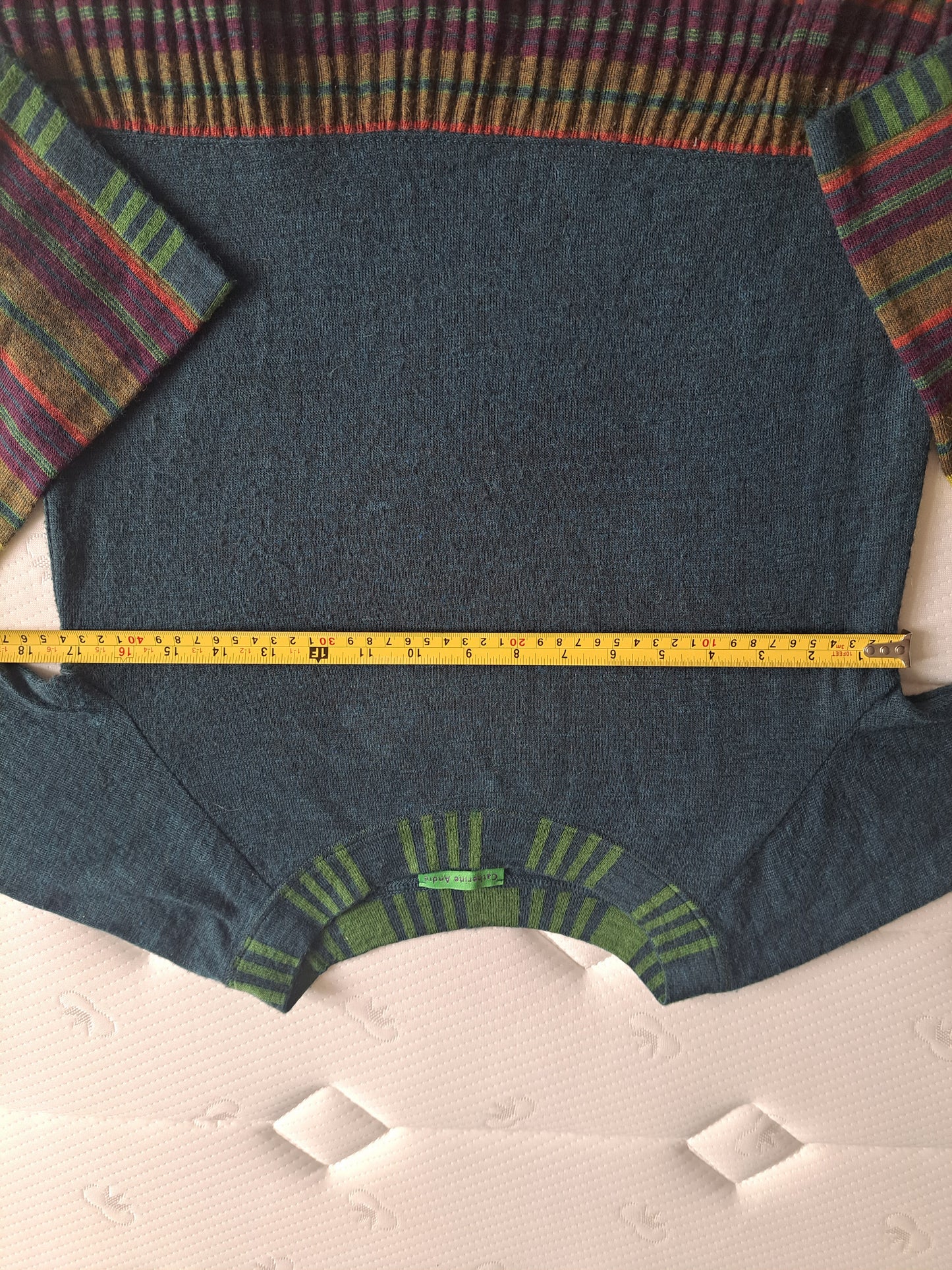 Catherine André Made in France Colour Block Jumper Size S Artistic Knit Sweater
