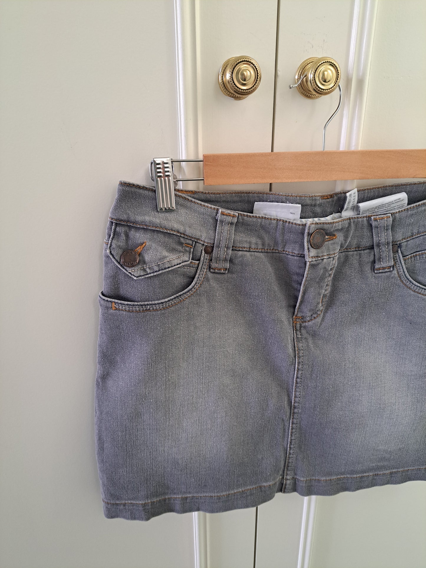 Yessica Grey Denim Mini Skirt  Washed Denim Y2K Mini Skirt