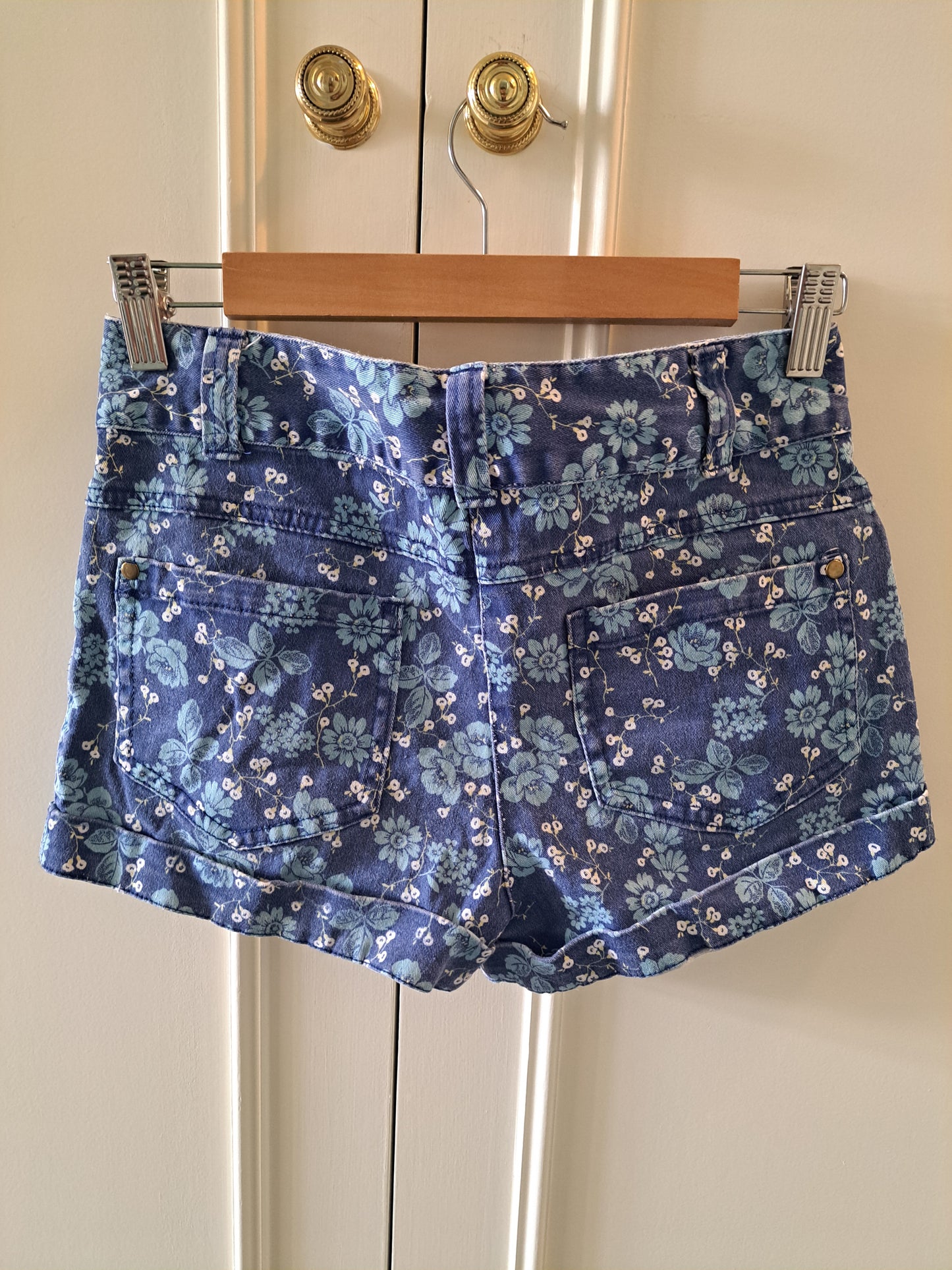 Denim Co Floral Denim Shorts Blue Print Summer Shorts Size 10