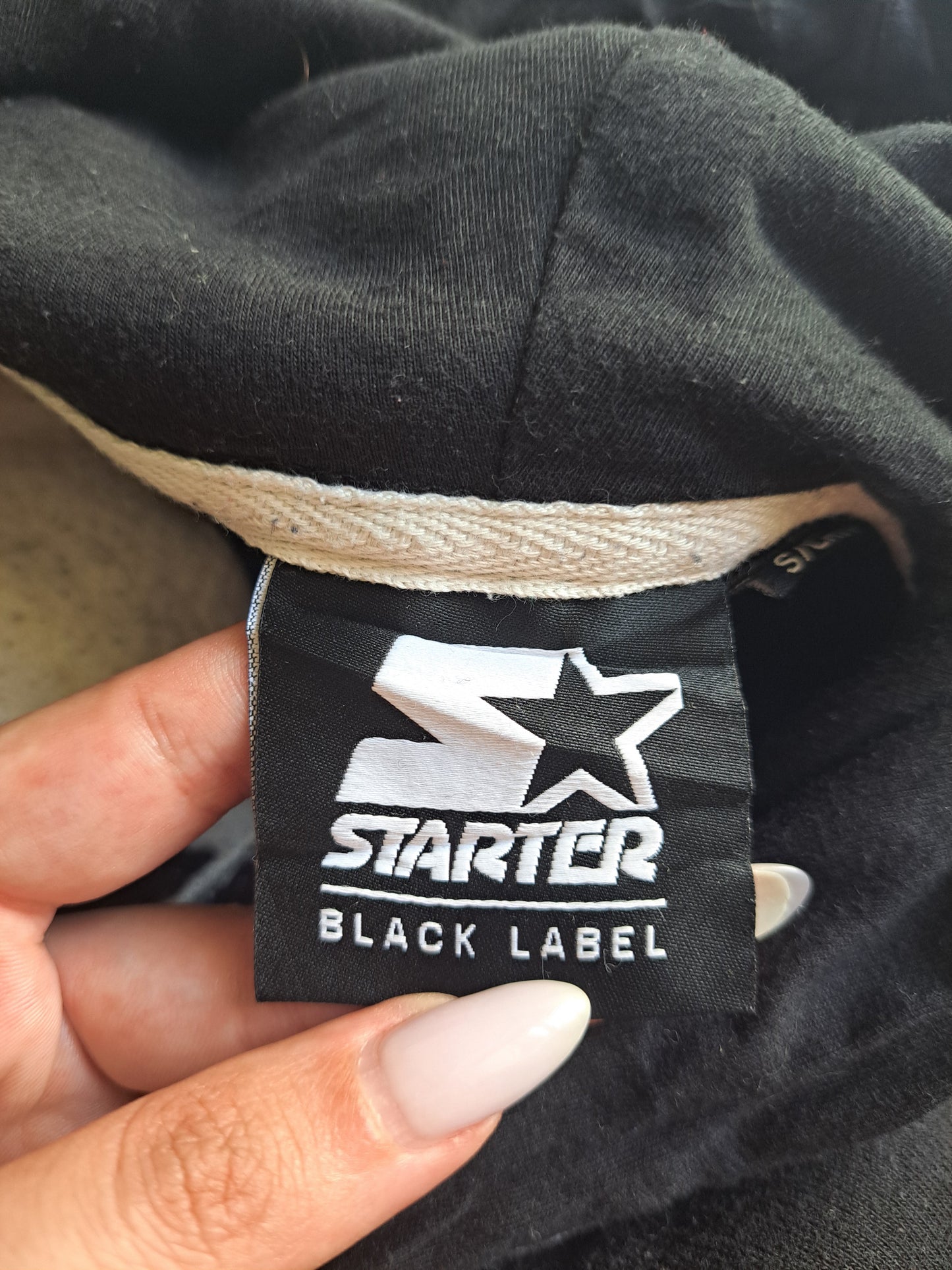 Starter Black Hoodie S Black White Oversized Streetwear Y2K Graphic Pullover