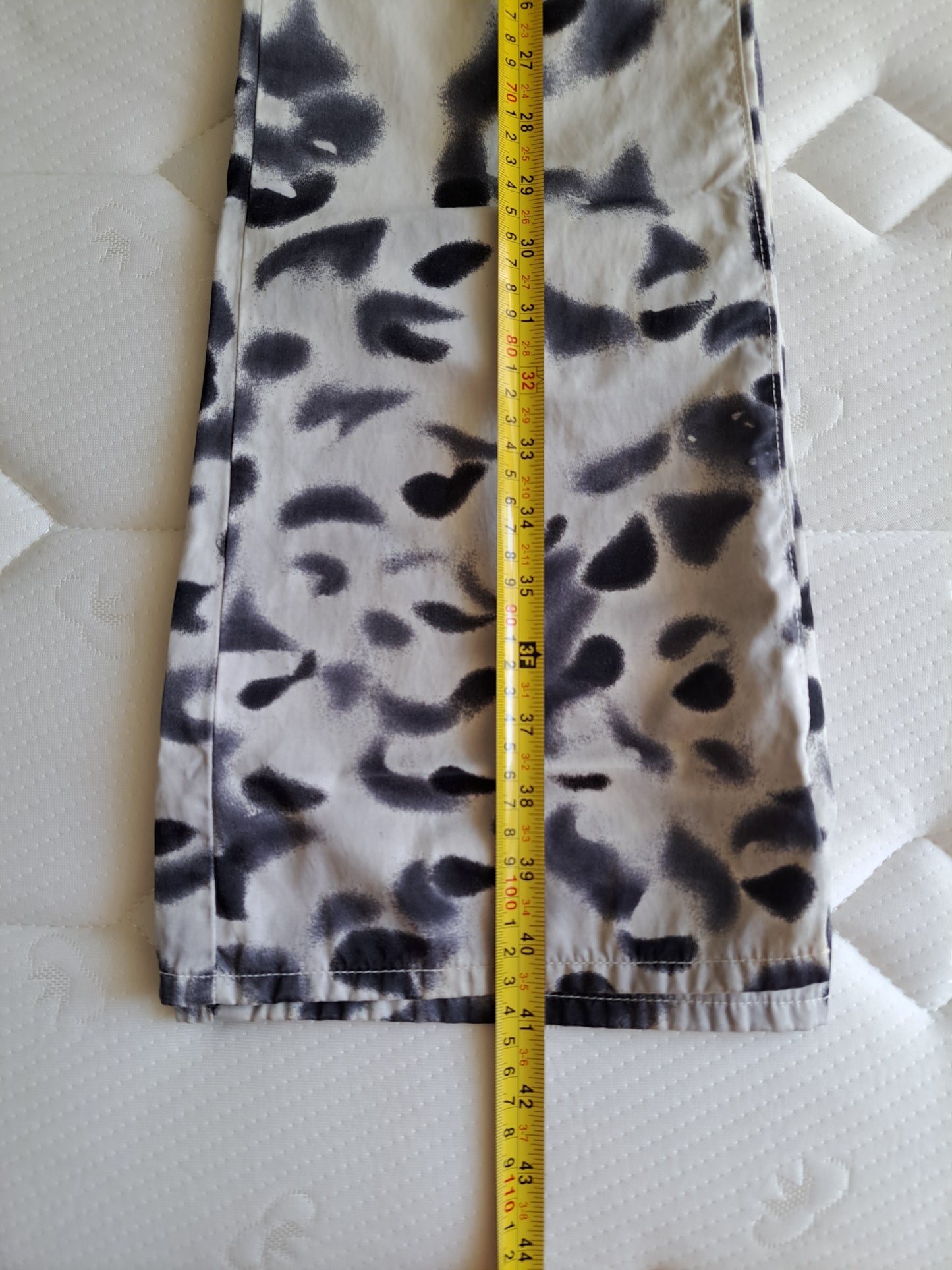 Y2K Cream White Spray Print Flared Jeans Low Rise Festival Trousers