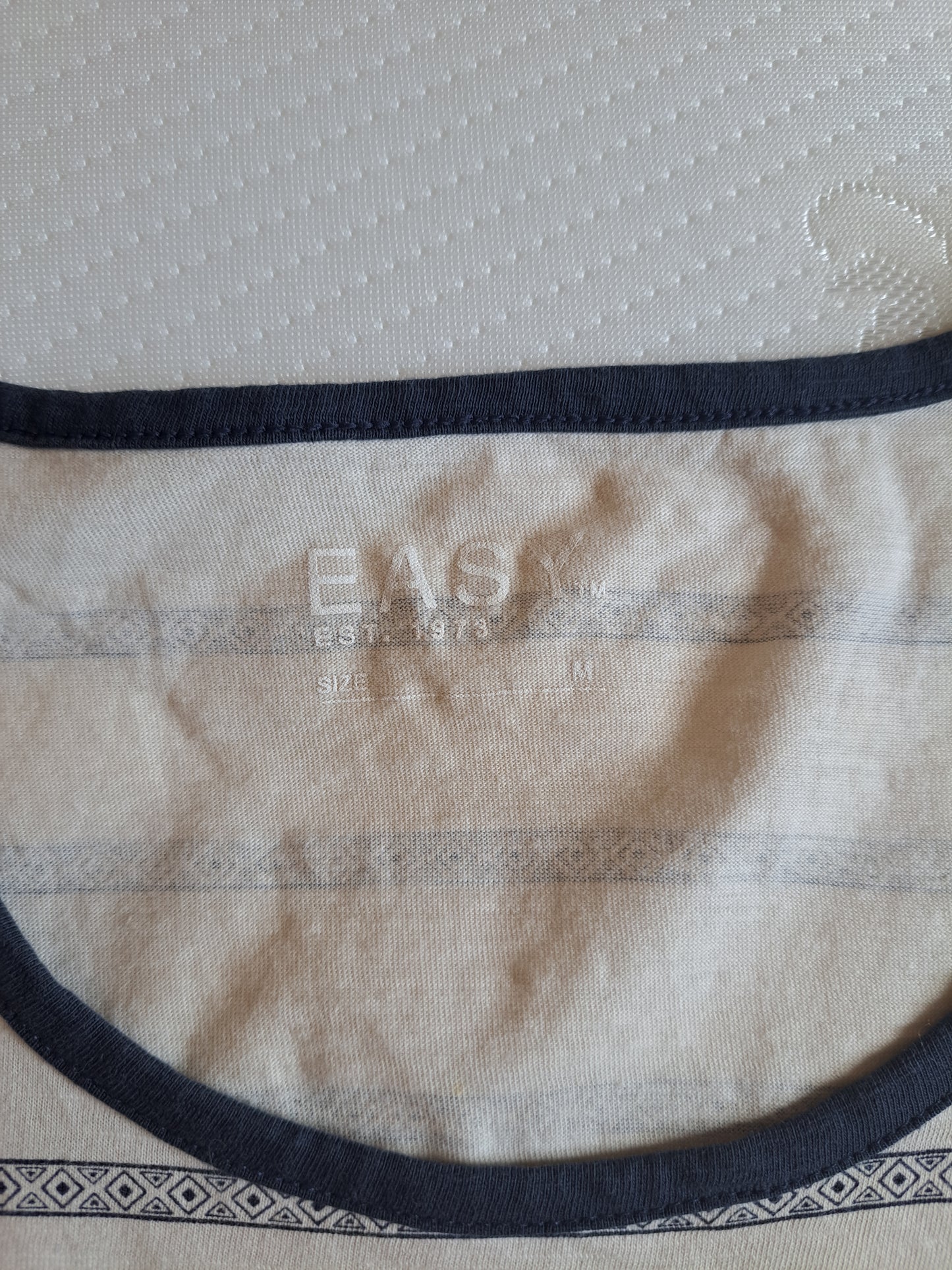 F&F Cream & Navy Striped Tank Top Vest Size M 100% Cotton