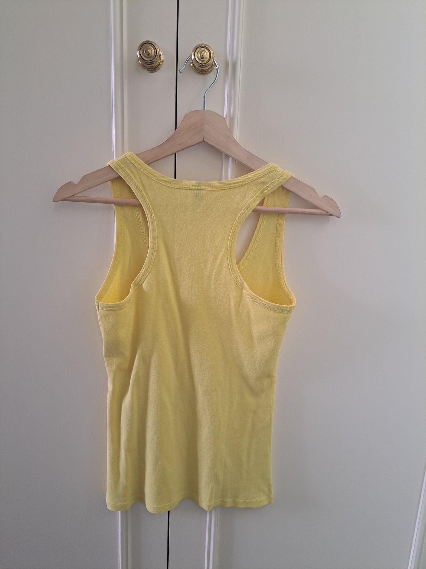 Benetton Yellow Vest Top Size S Cotton Tank Top Summer Casual Basic