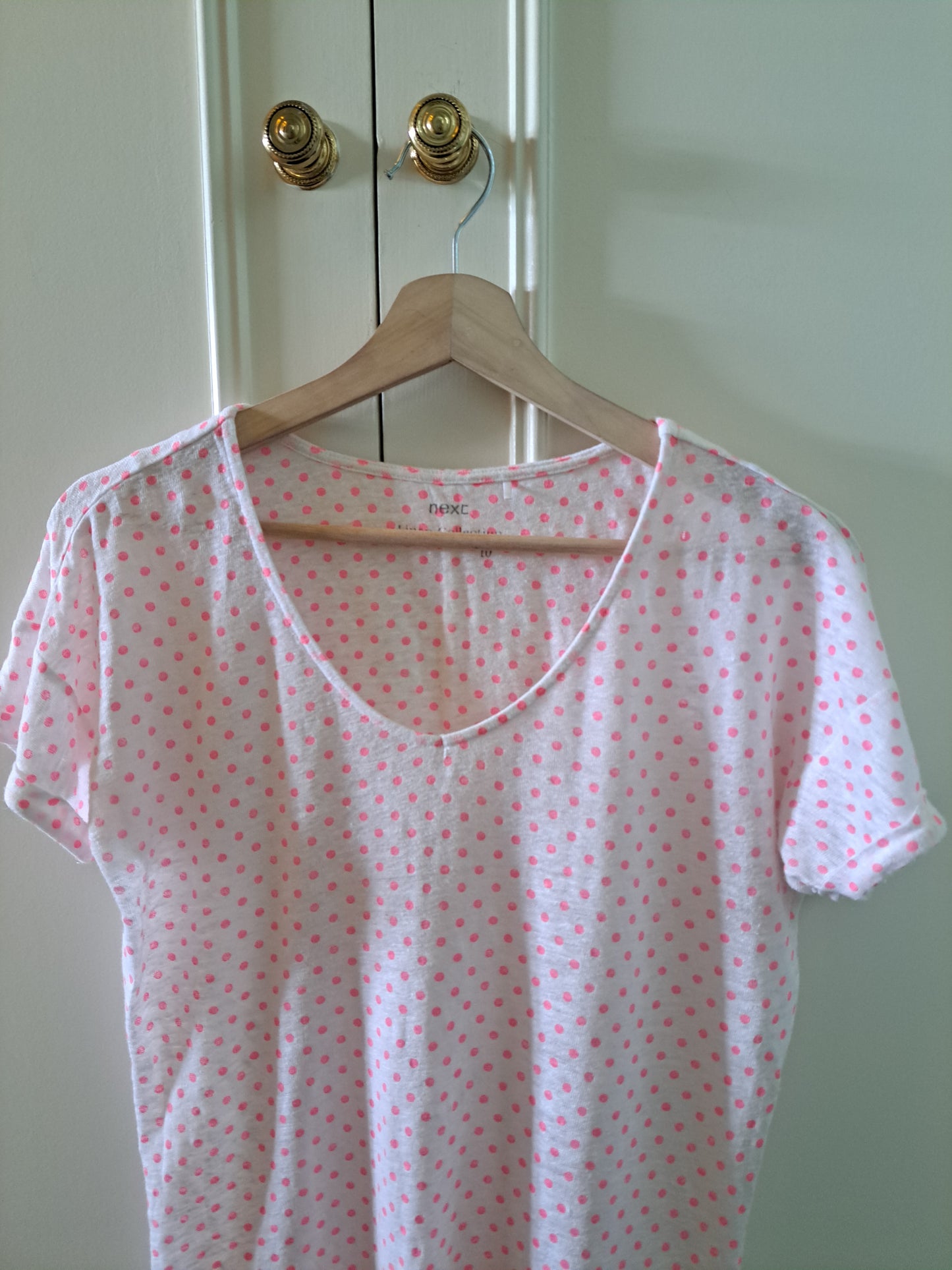 Next Pink Polka Dot T-Shirt Size 10 Cotton Blend Casual Top