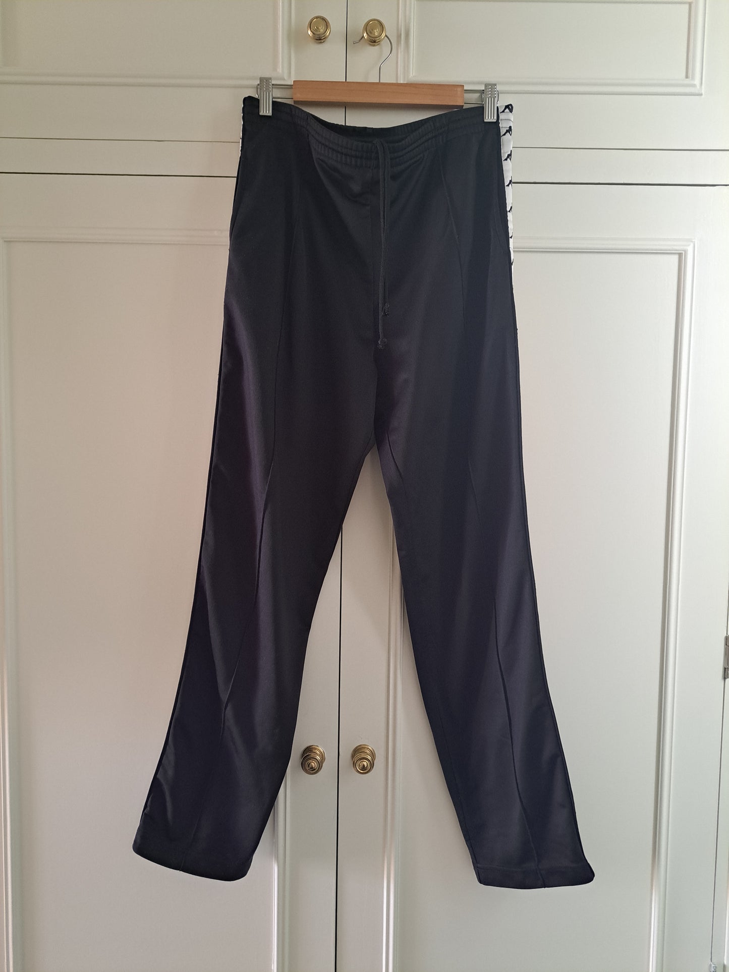 Kappa Black Track Pants Side Tape Joggers Y2K Sportswear Streetwear