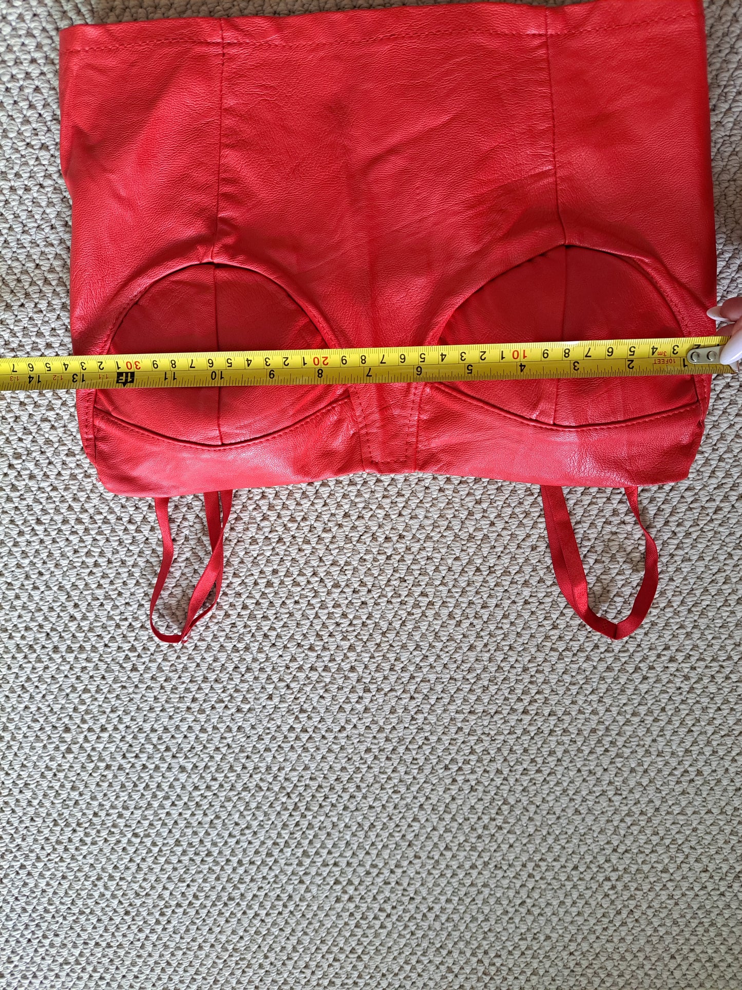Red Faux Leather Corset Crop Top  Bustier Cami Y2K Going Out Top