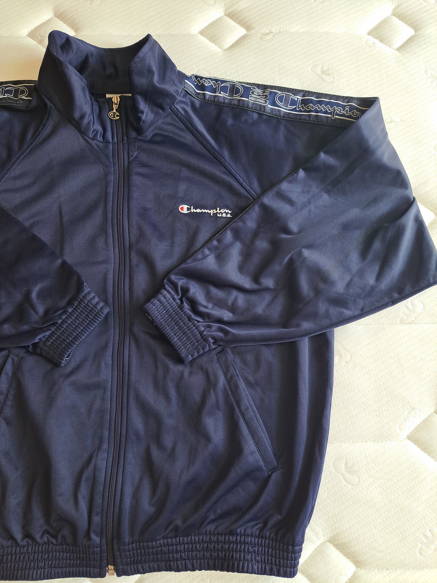 Champion Navy Track Jacket Small Zip Up Sports Jacket Y2K Athleisure