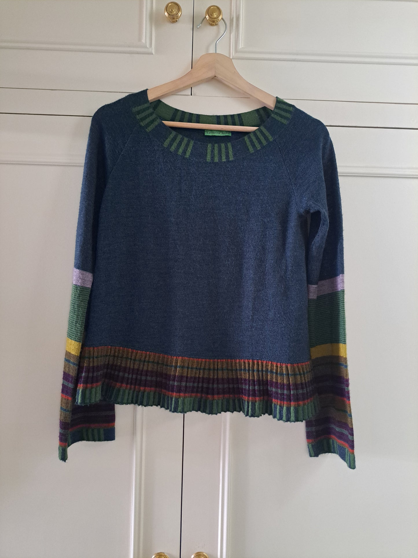 Catherine André Made in France Colour Block Jumper Size S Artistic Knit Sweater