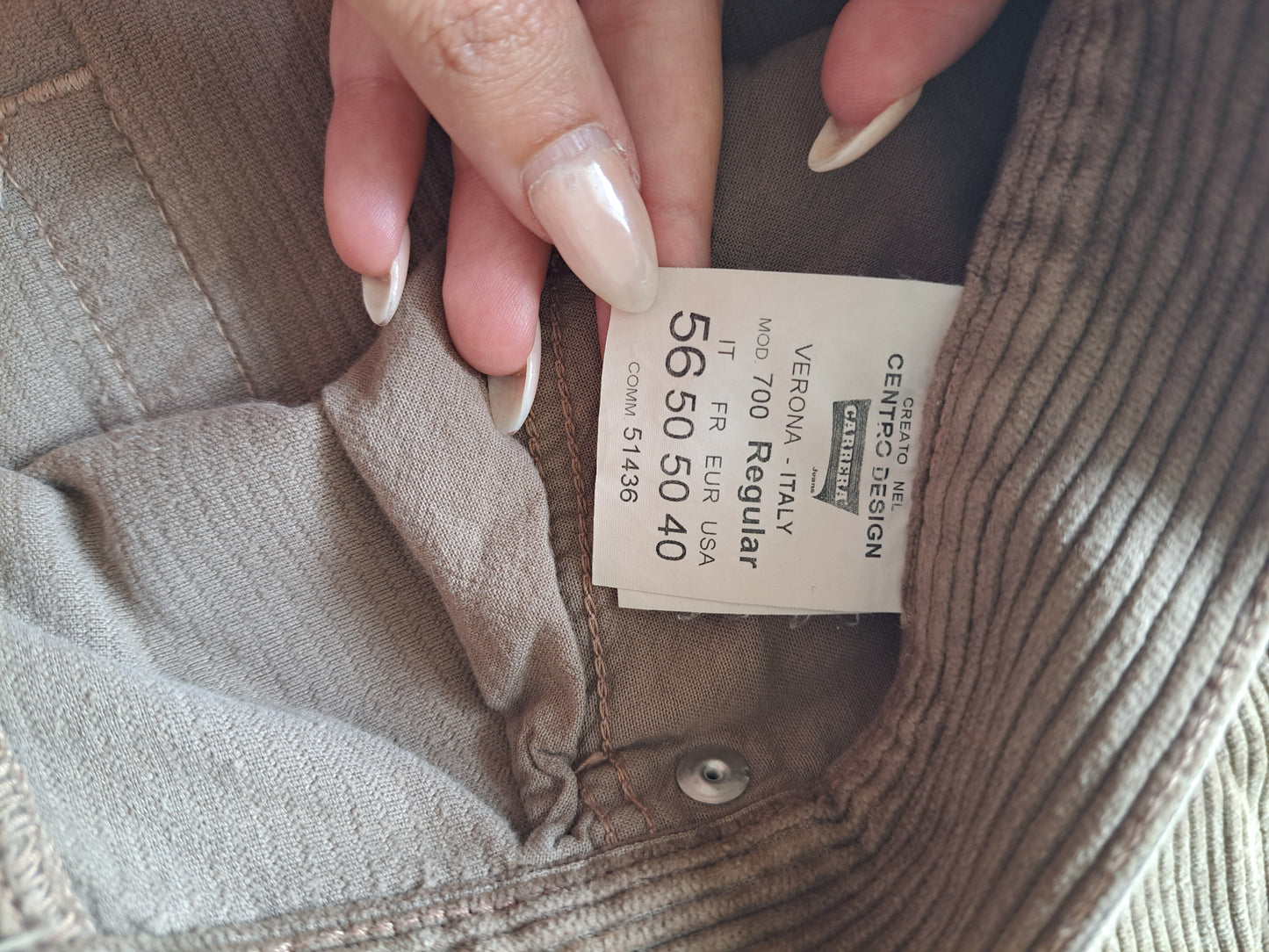 Carrera Beige Corduroy Trousers Straight Leg W40