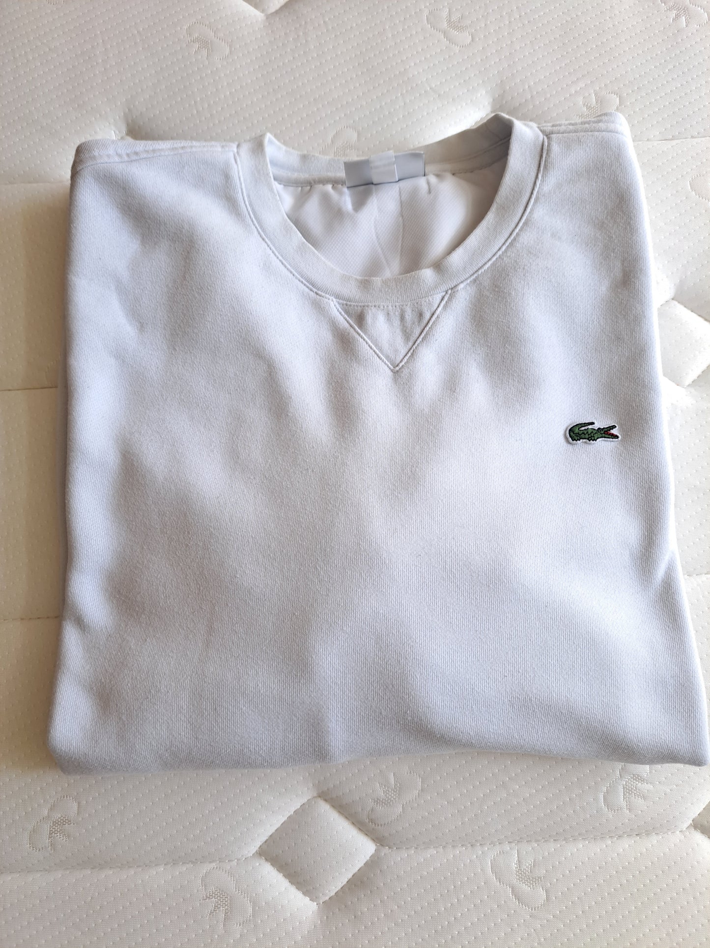 Lacoste Sport White Sweatshirt Crew Neck Logo Casual Tennis Minimalist Unisex