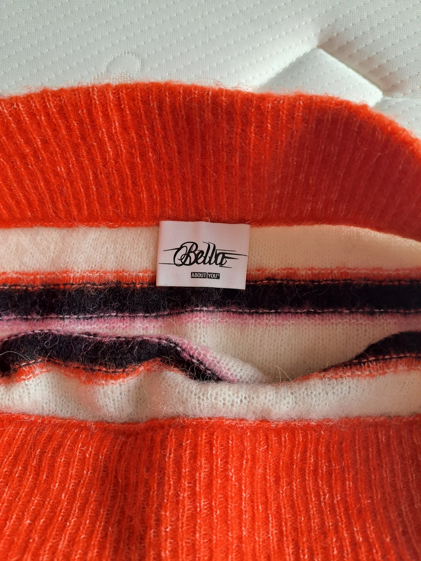 Belle Striped Knit Mini Skirt Size 42 Wool Alpaca Blend Orange Pink