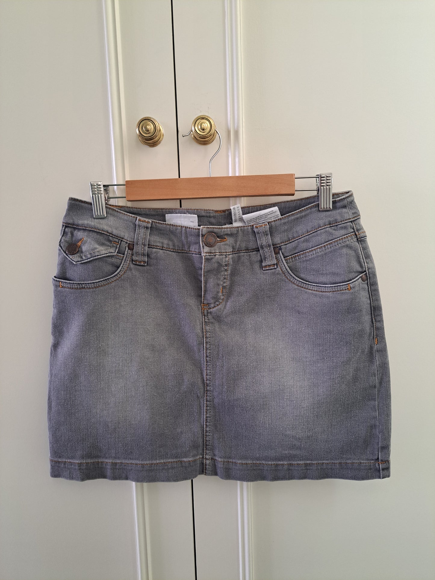 Yessica Grey Denim Mini Skirt  Washed Denim Y2K Mini Skirt
