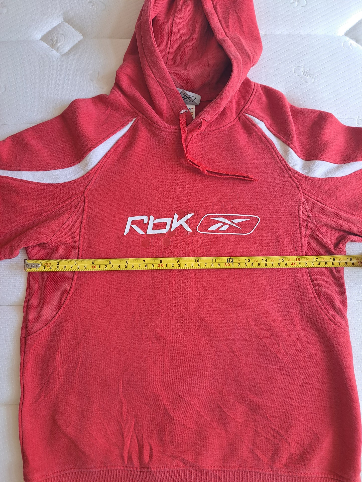 Reebok Red Y2K Hoodie XS Vintage Style Sports Sweatshirt