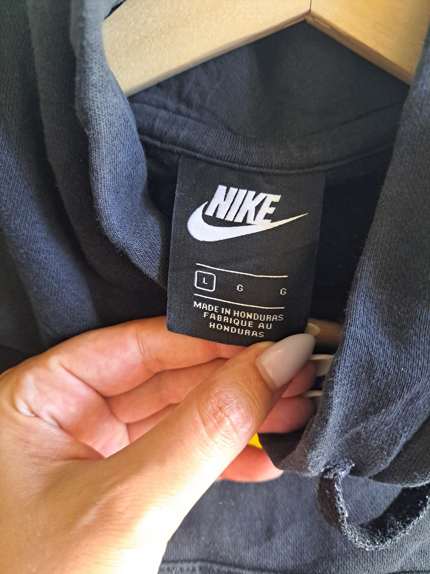 Nike Black Hoodie L Logo Pullover Sports Gym Streetwear Casual Sweatshirt Unisex