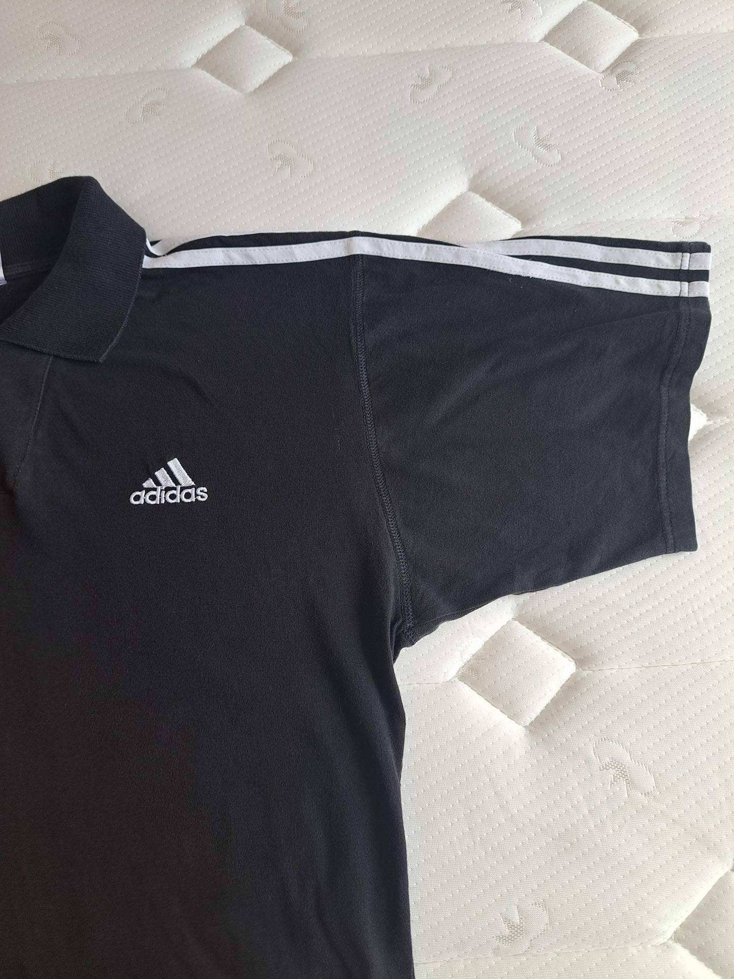 Adidas Polo Shirt Black 3 Stripe Cotton Polo Made in Italy Size XL