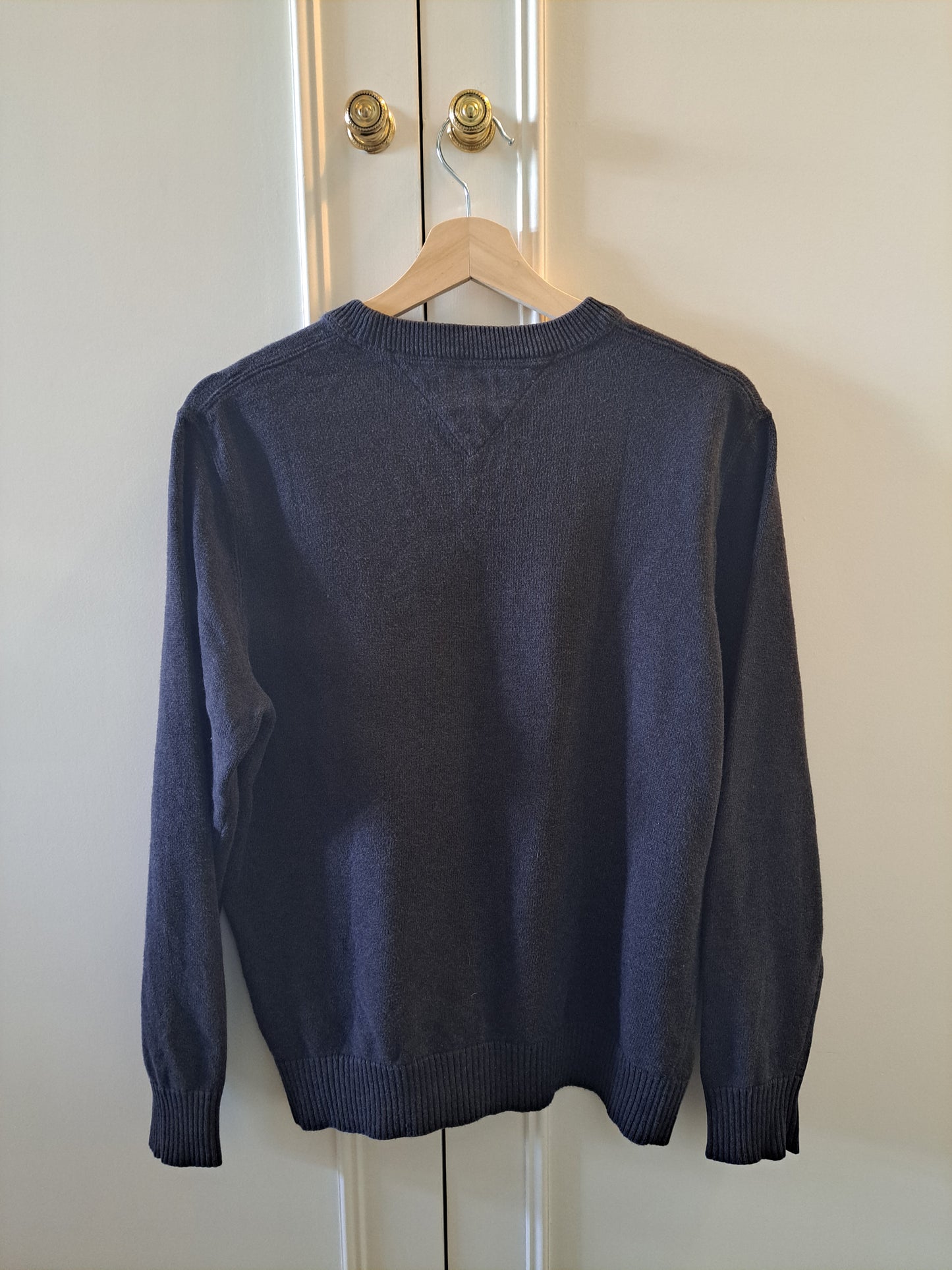 Tommy Hilfiger Crew Neck Jumper Grey Cotton Knit Size M
