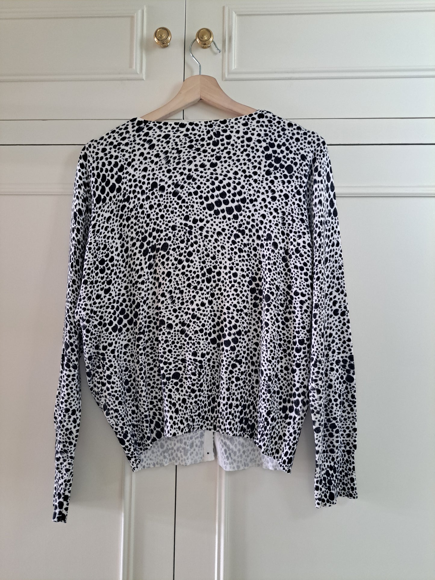 Marks & Spencer Animal Print Cardigan Size 16 Black & White Lightweight Knit