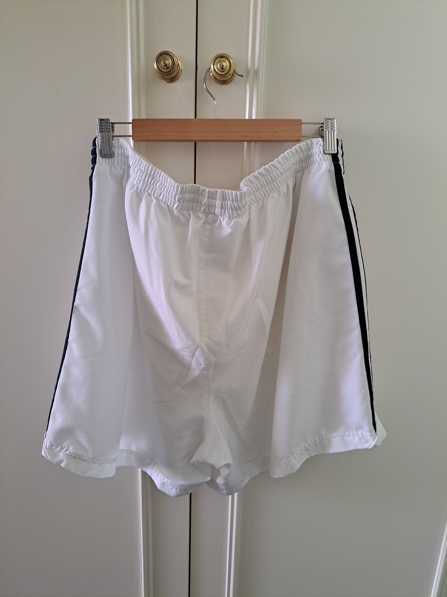 Adidas White Tennis Shorts Y2K Sports Gym Shorts White Black Stripe
