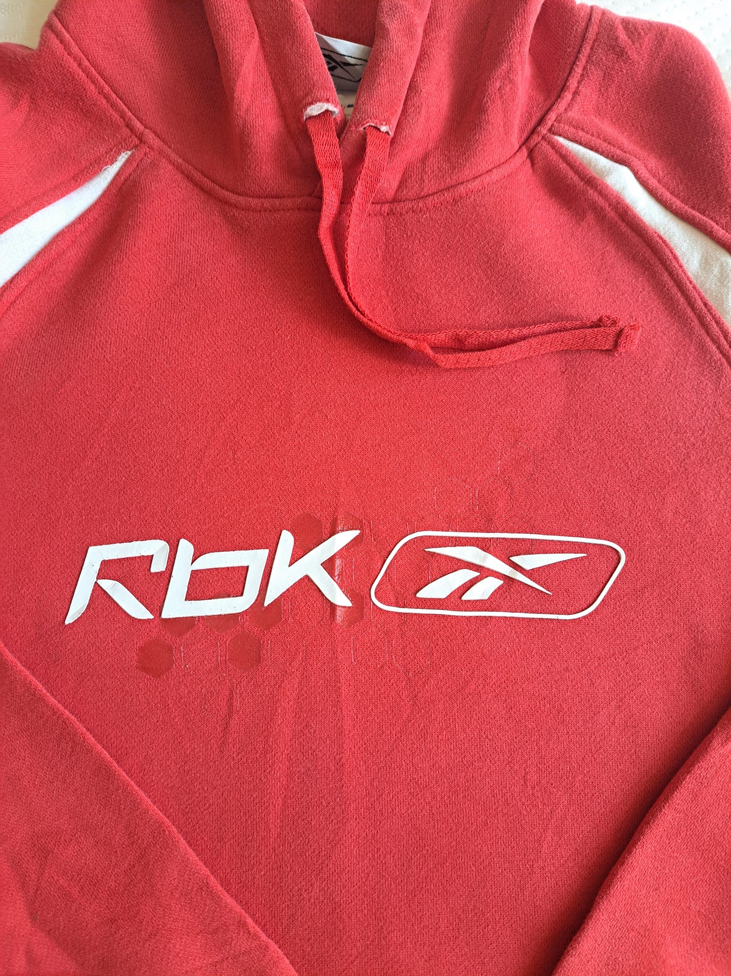 Reebok Red Y2K Hoodie XS Vintage Style Sports Sweatshirt