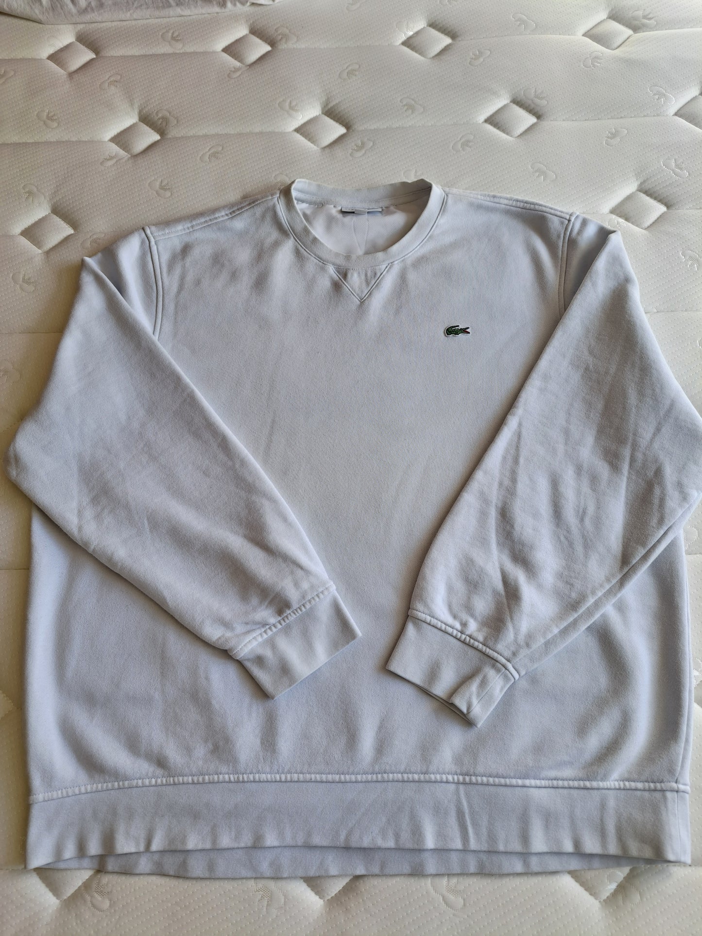 Lacoste Sport White Sweatshirt Crew Neck Logo Casual Tennis Minimalist Unisex