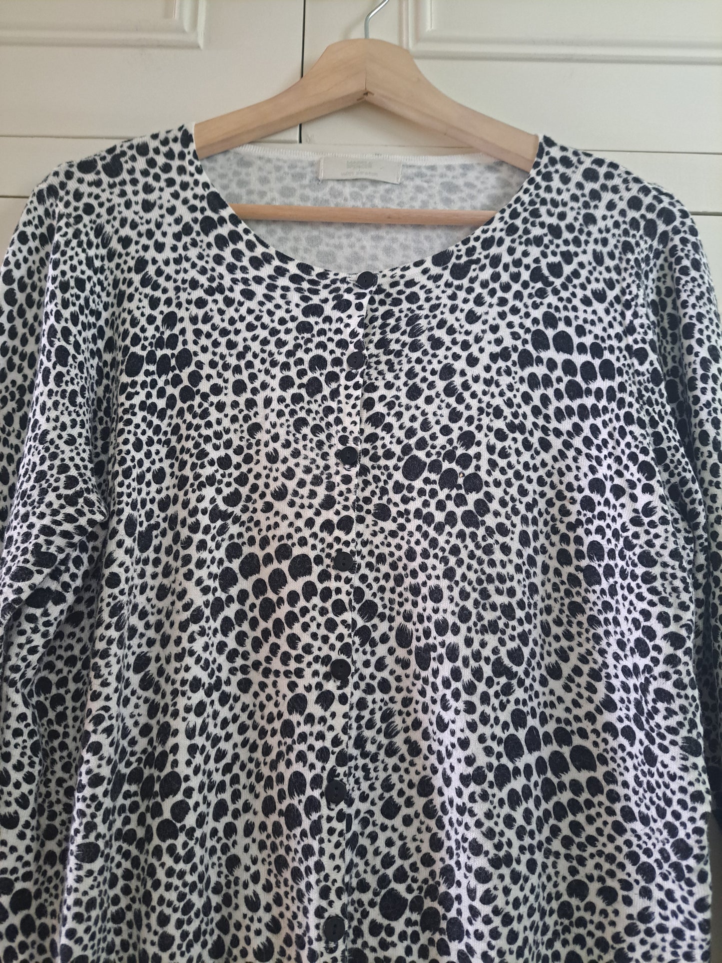 Marks & Spencer Animal Print Cardigan Size 16 Black & White Lightweight Knit