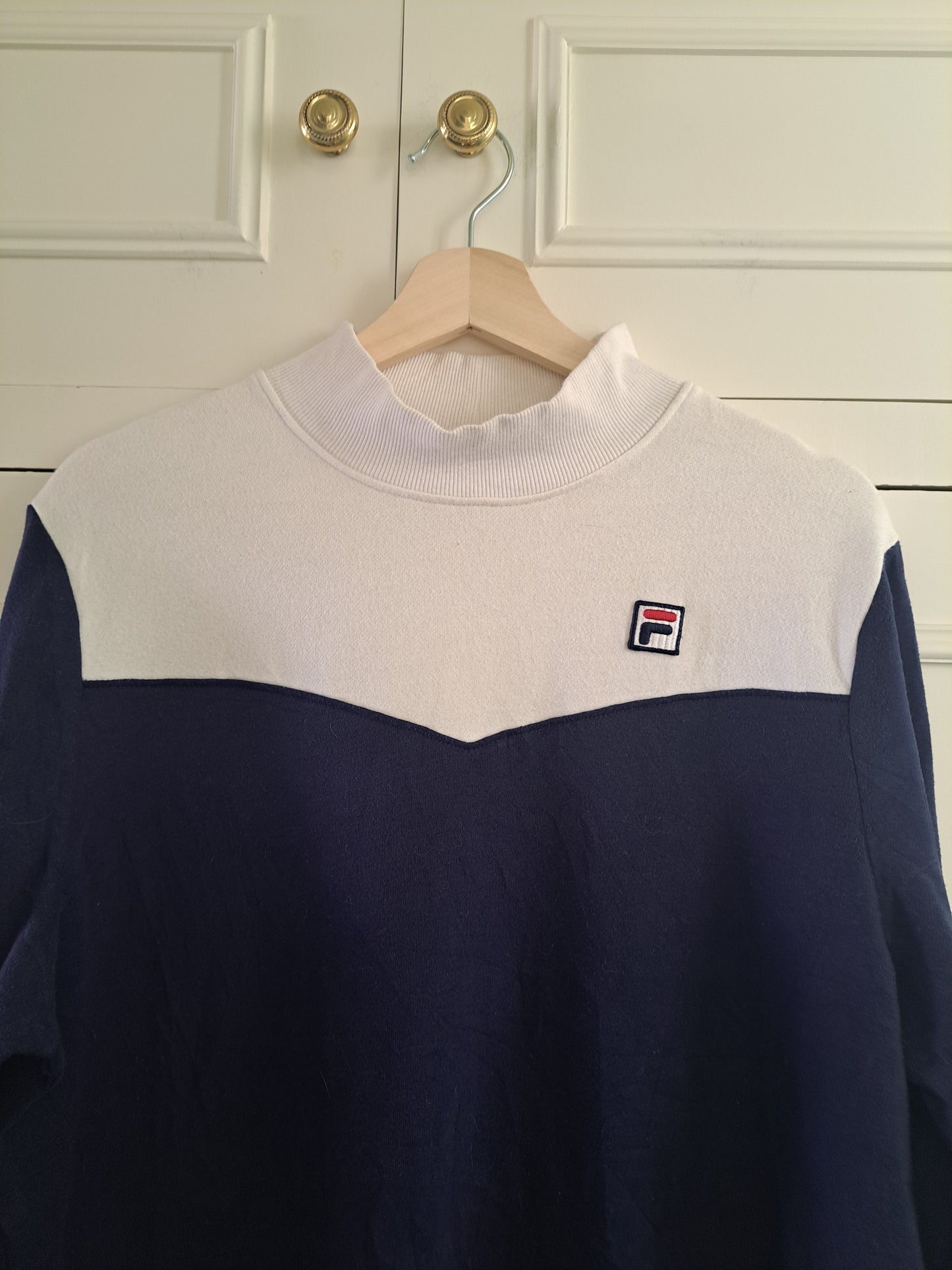 FILA Colour Block Sweatshirt XXL Navy White Red Retro Y2K Streetwear Oversized
