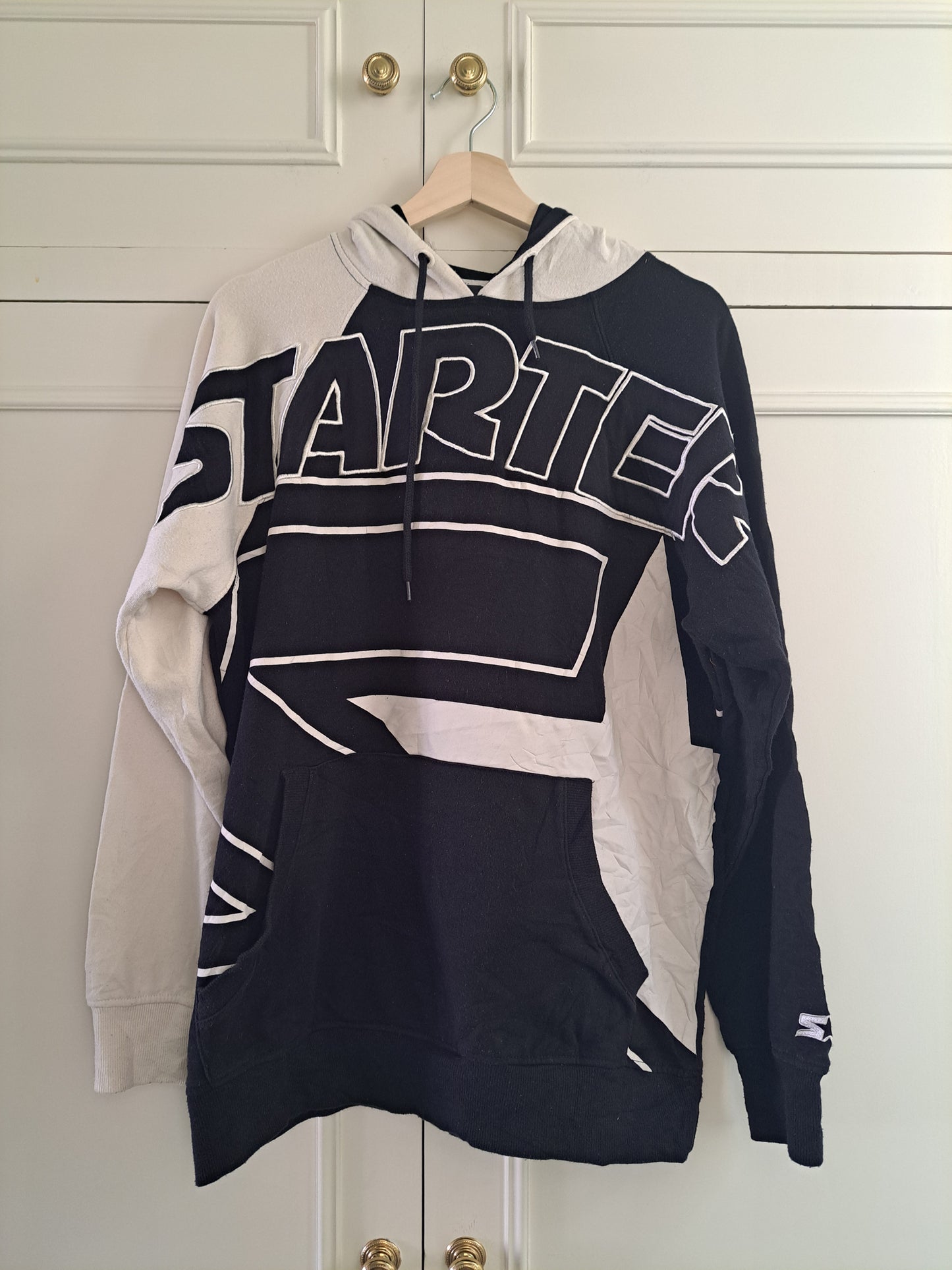 Starter Black Hoodie S Black White Oversized Streetwear Y2K Graphic Pullover