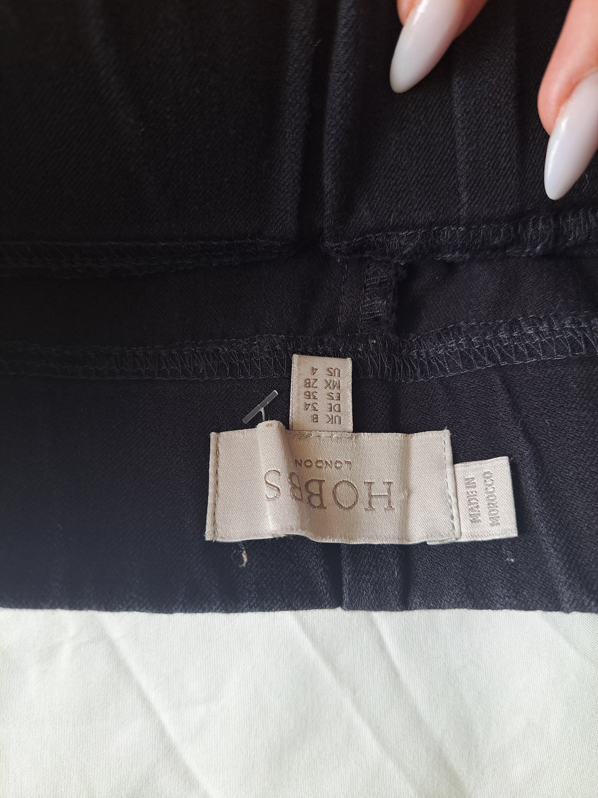Hobbs London Black Tailored Trousers Women's UK 8 Smart Office Work Stretch