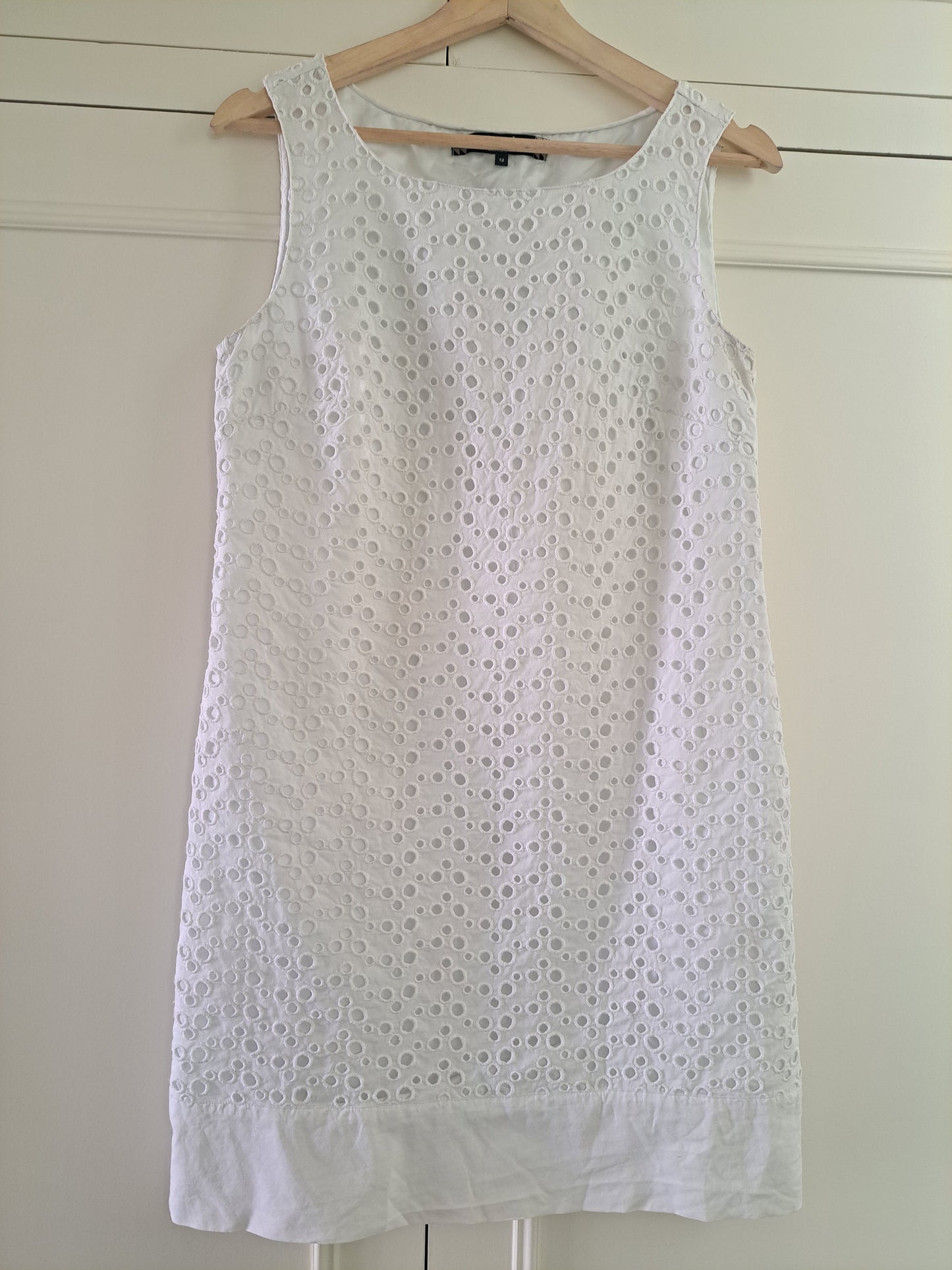 Principles White Broderie Anglaise Dress Size 12 Cotton Summer Dress EU 40