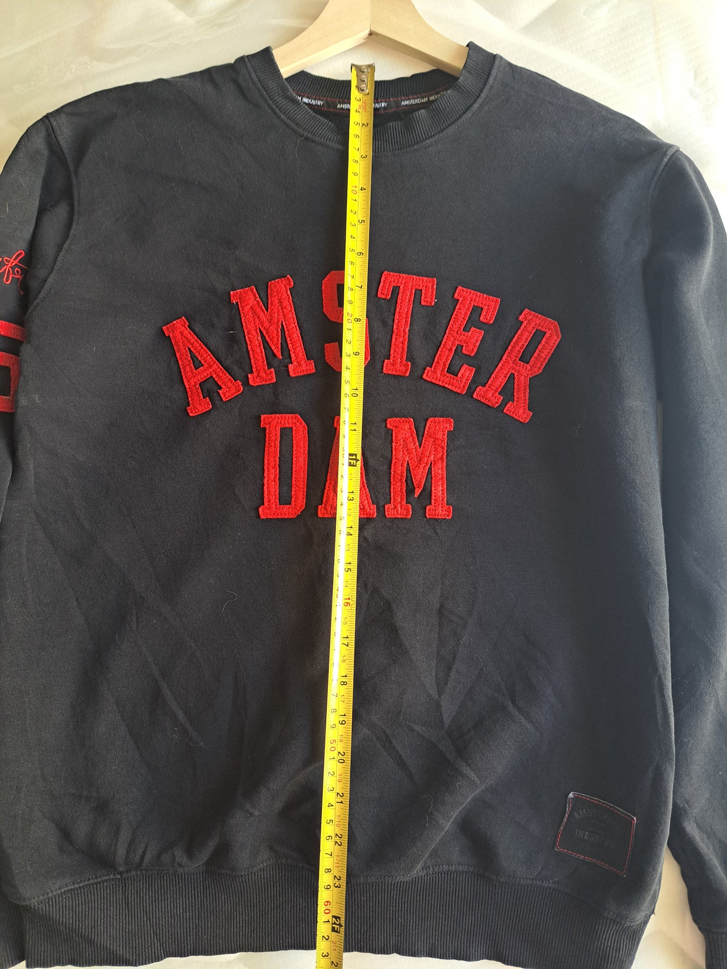 Amsterdam Industry Black Sweatshirt S Embroidered Logo Y2K Streetwear