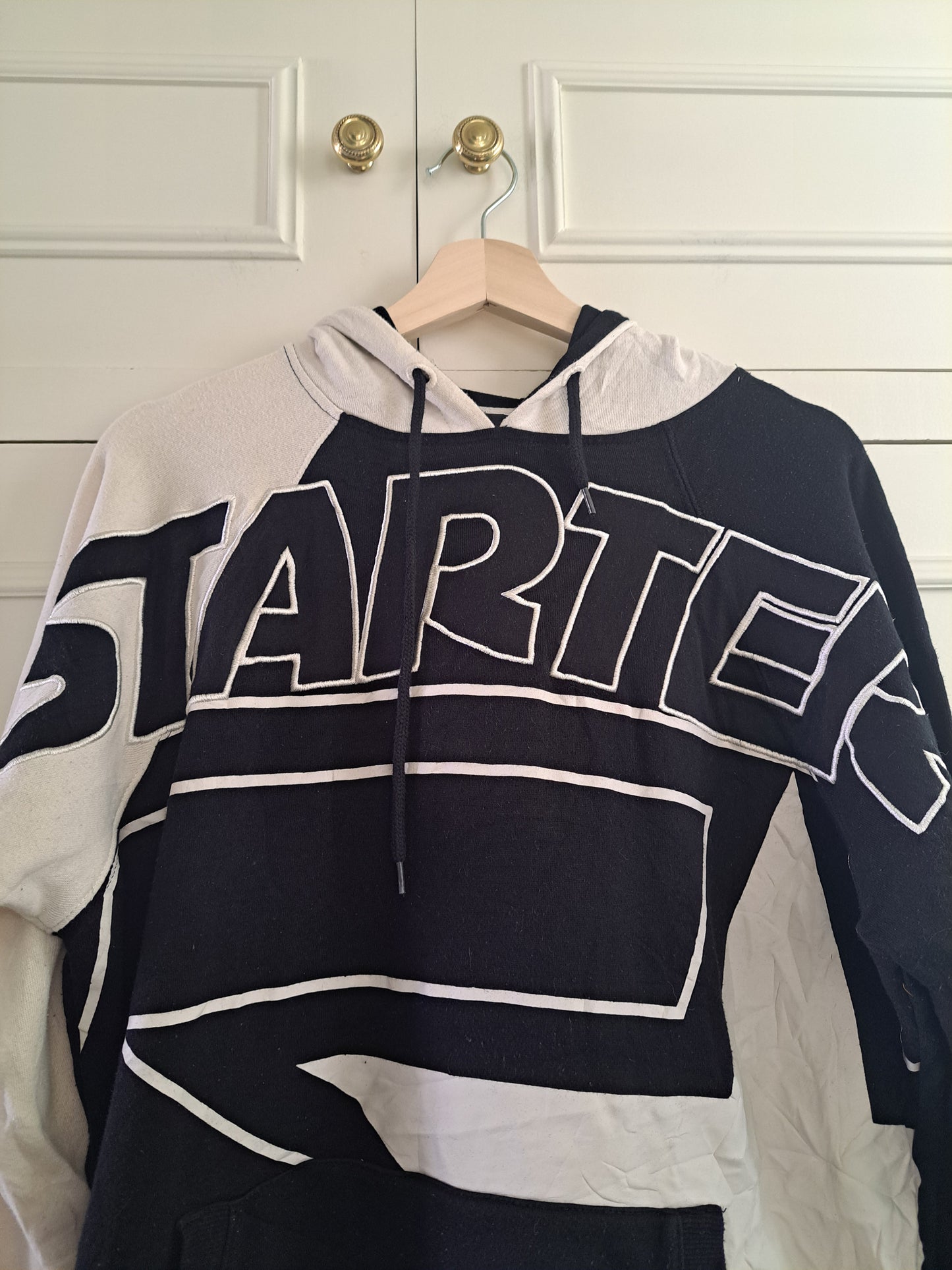 Starter Black Hoodie S Black White Oversized Streetwear Y2K Graphic Pullover