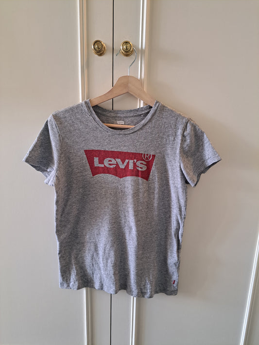 Levi's Grey Logo T-Shirt Women's Casual Graphic Tee Short Sleeve Top