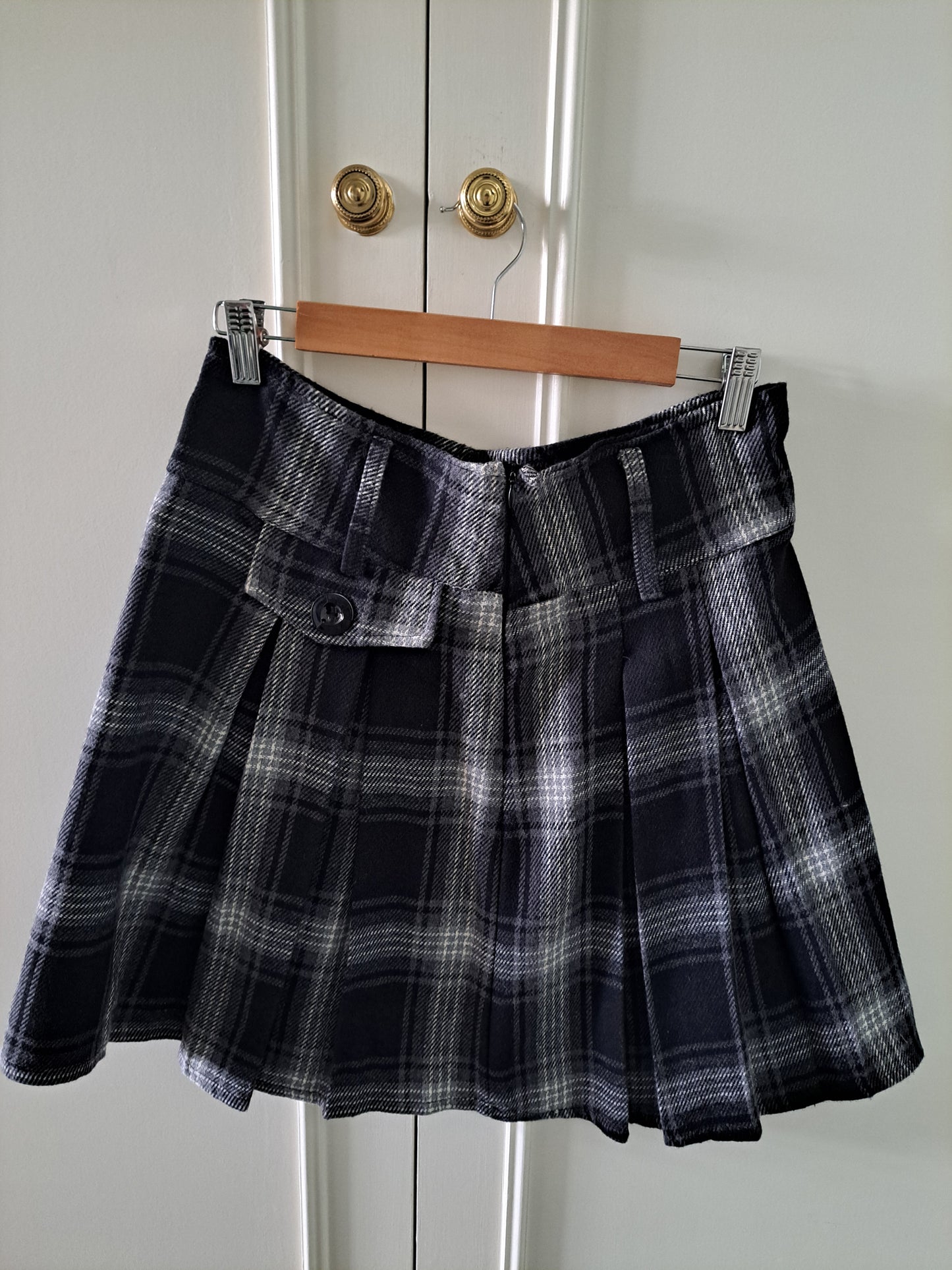 Made in Italy Grey Tartan Pleated Mini Skirt Check A-Line Schoolcore