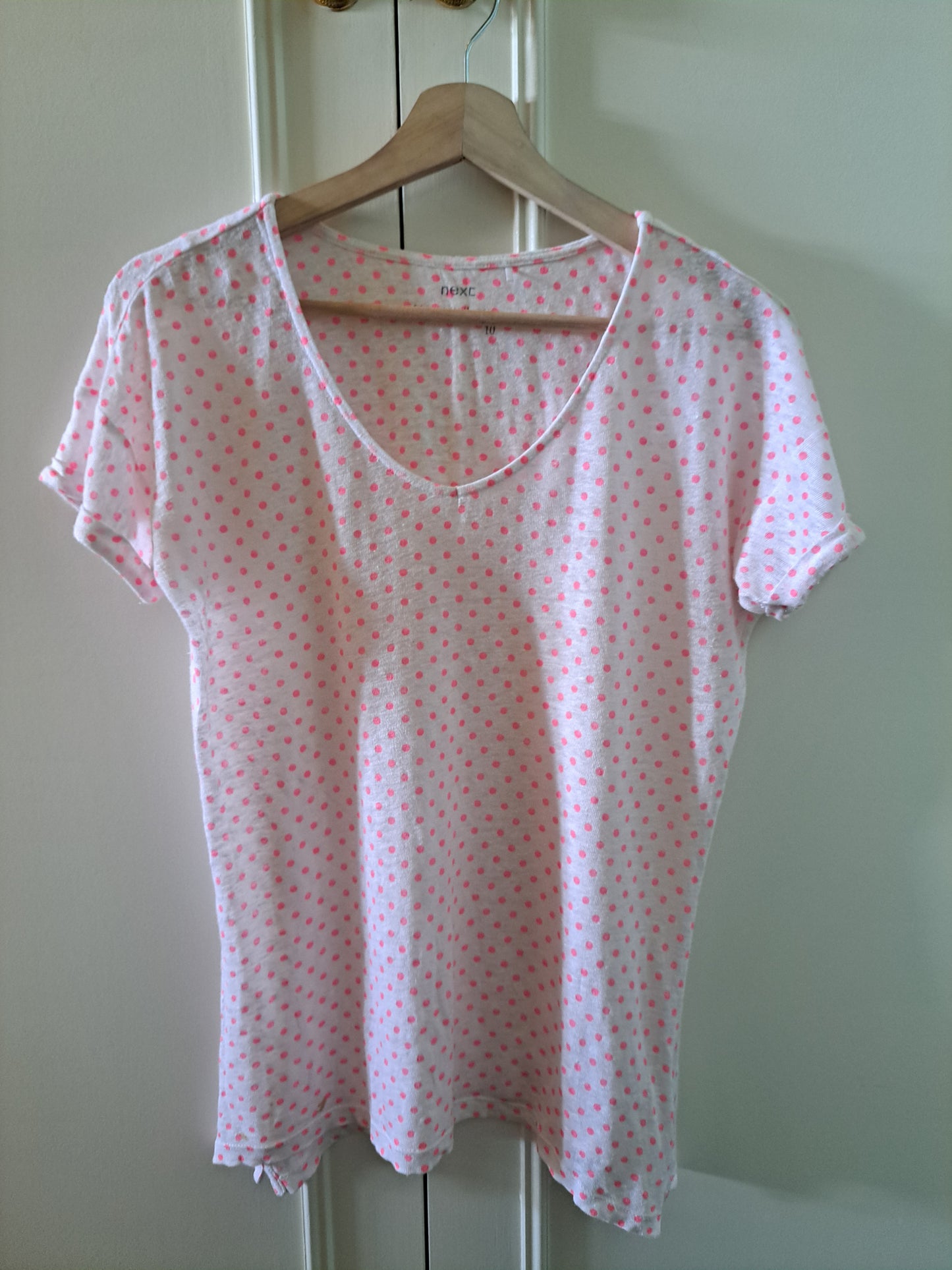 Next Pink Polka Dot T-Shirt Size 10 Cotton Blend Casual Top