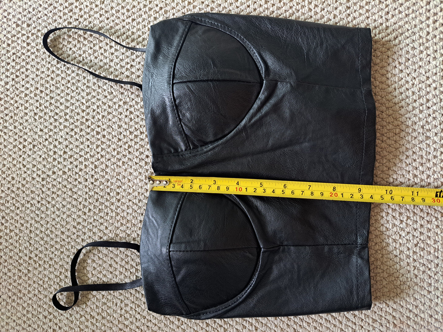 Black Faux Leather Corset Crop Top Bustier Cami Y2K Going Out Top