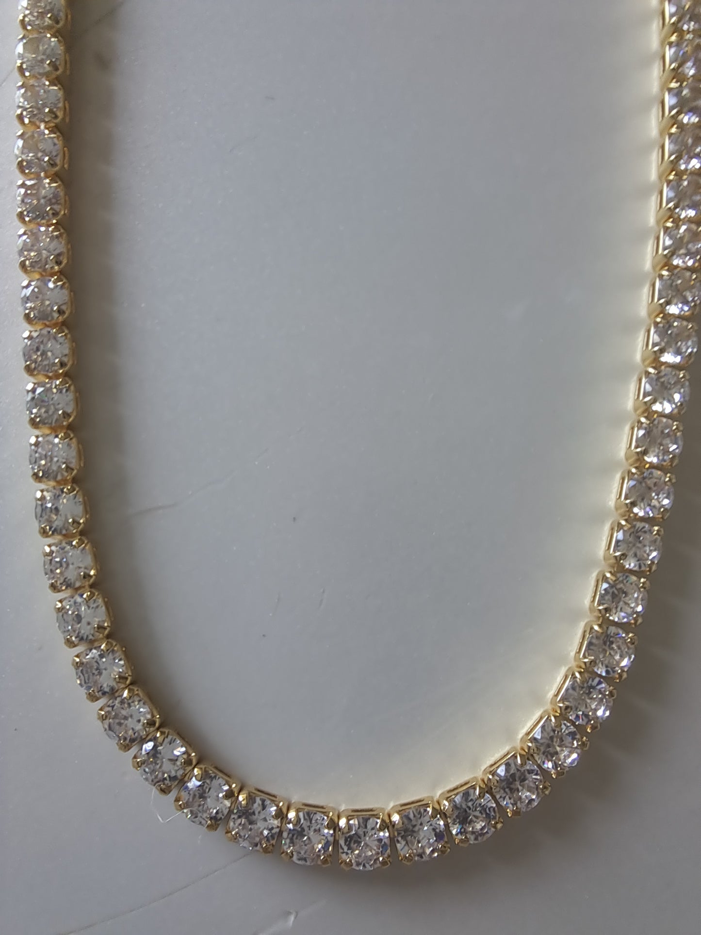 Gold Tone Tennis Necklace CZ Stone Chain Minimalist Sparkly Jewellery
