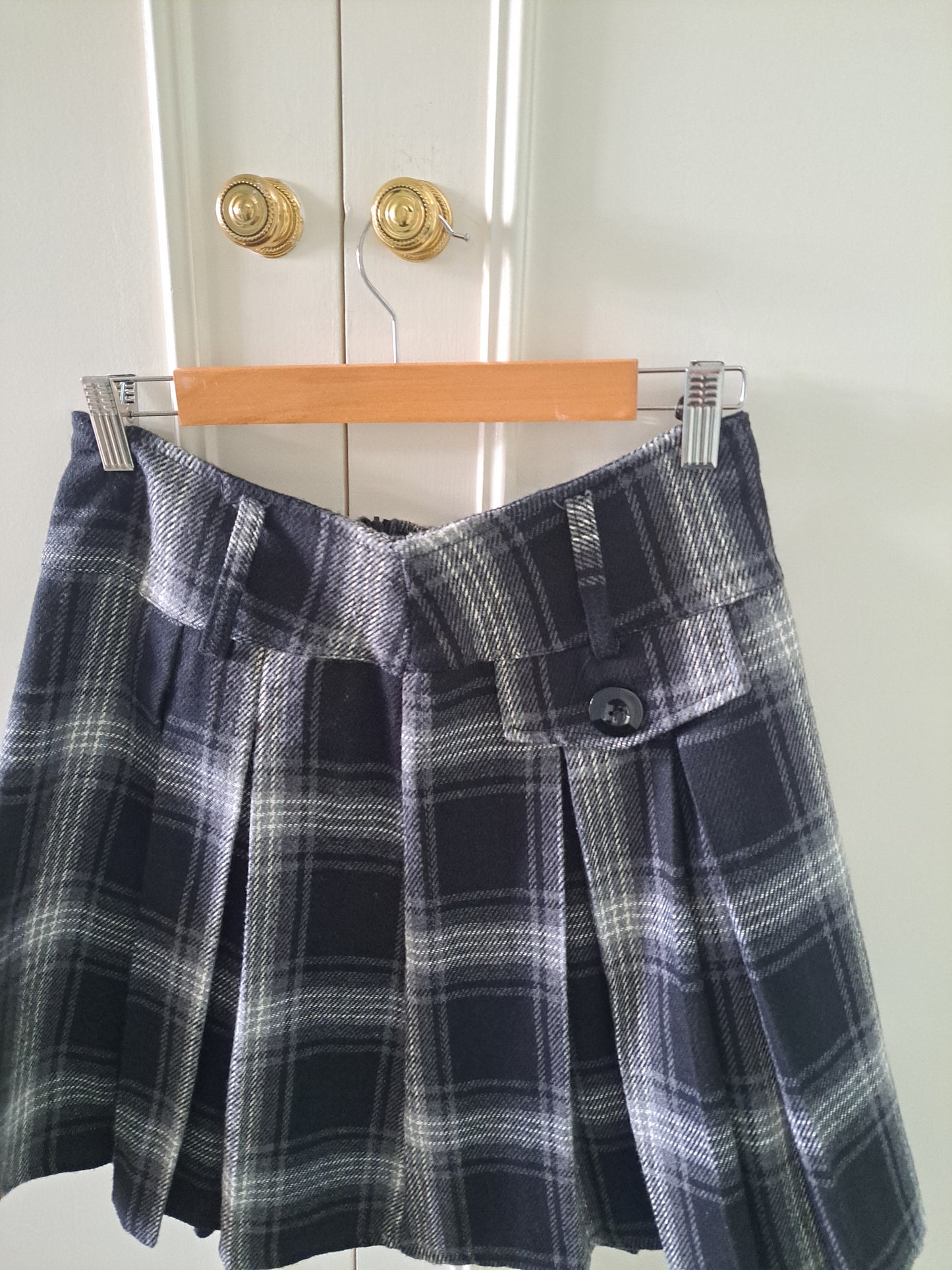 Made in Italy Grey Tartan Pleated Mini Skirt Check A-Line Schoolcore