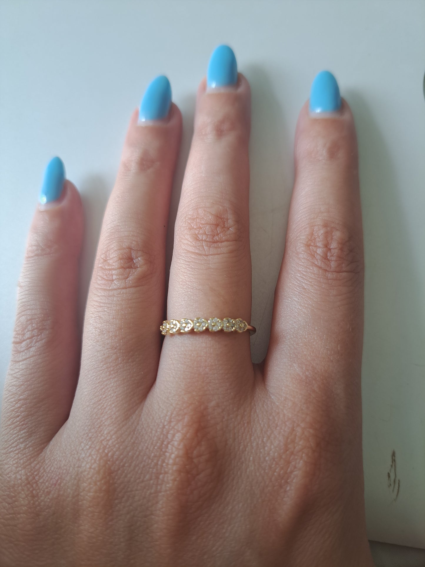 Gold Tone Adjustable CZ Floral Ring Cubic Zirconia Open Ring