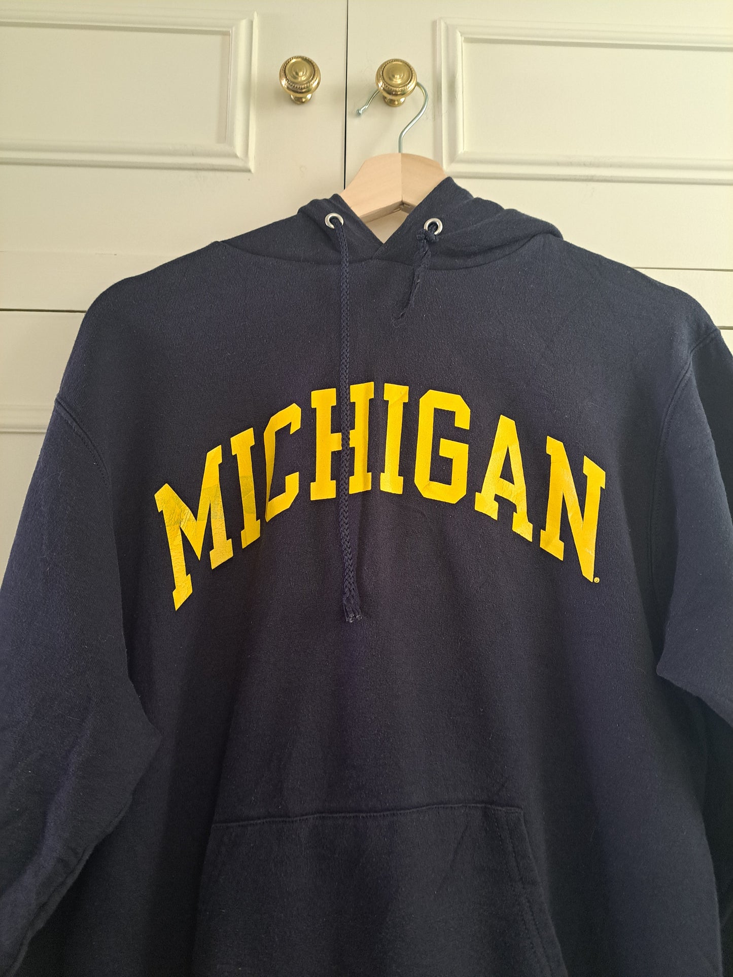Champion Michigan Hoodie Navy S Varsity College Pullover Y2K Streetwear Sweatshi
