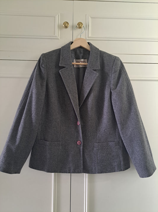 Eastex Grey Wool Blend Blazer UK 14 Made in England Smart Office Jacket