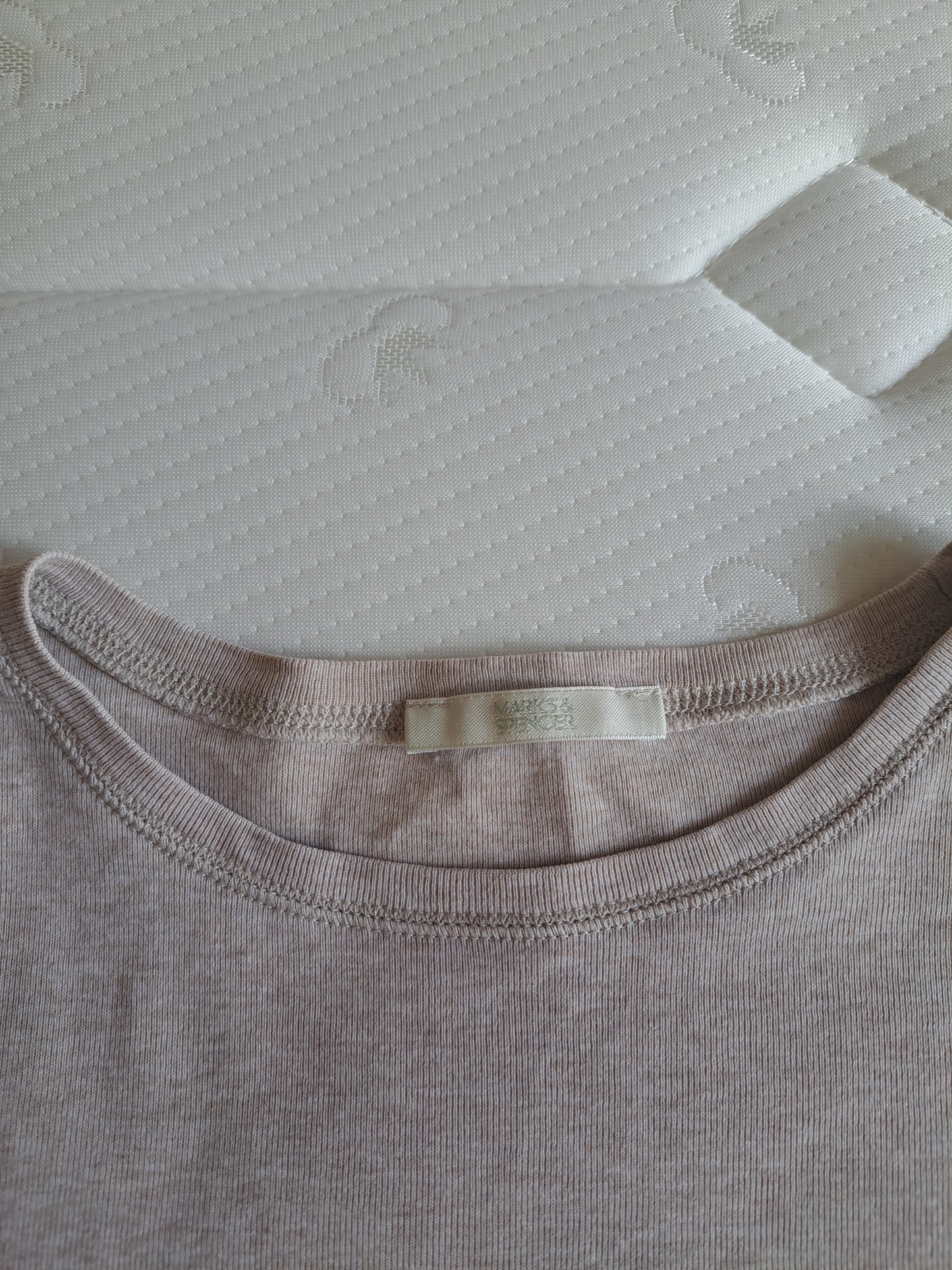 M&S Oatmeal Marl Jumper Size 14 Pure Cotton Lightweight Knit Sweater