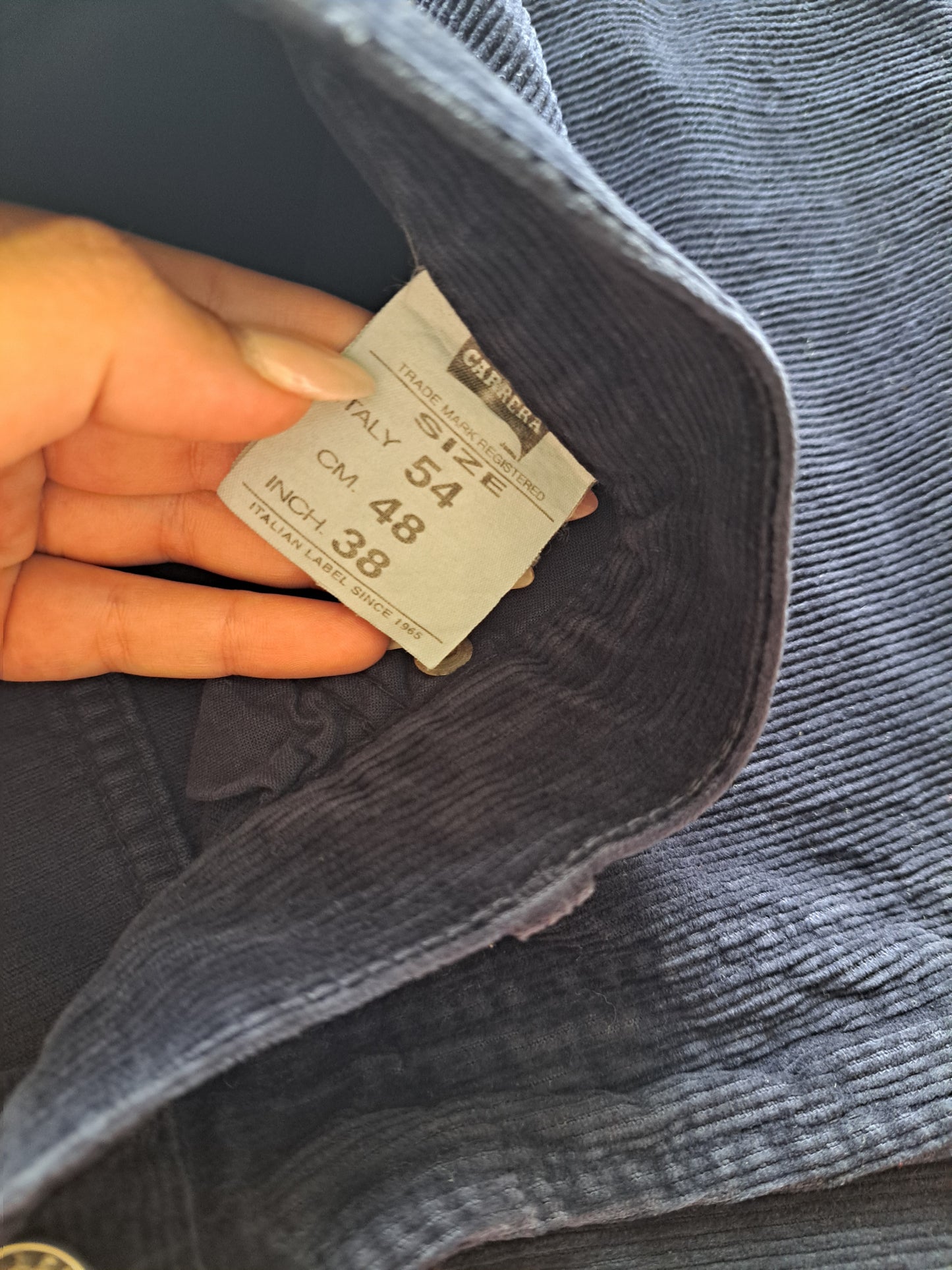 Carrera Navy Corduroy Trousers Straight Leg W38