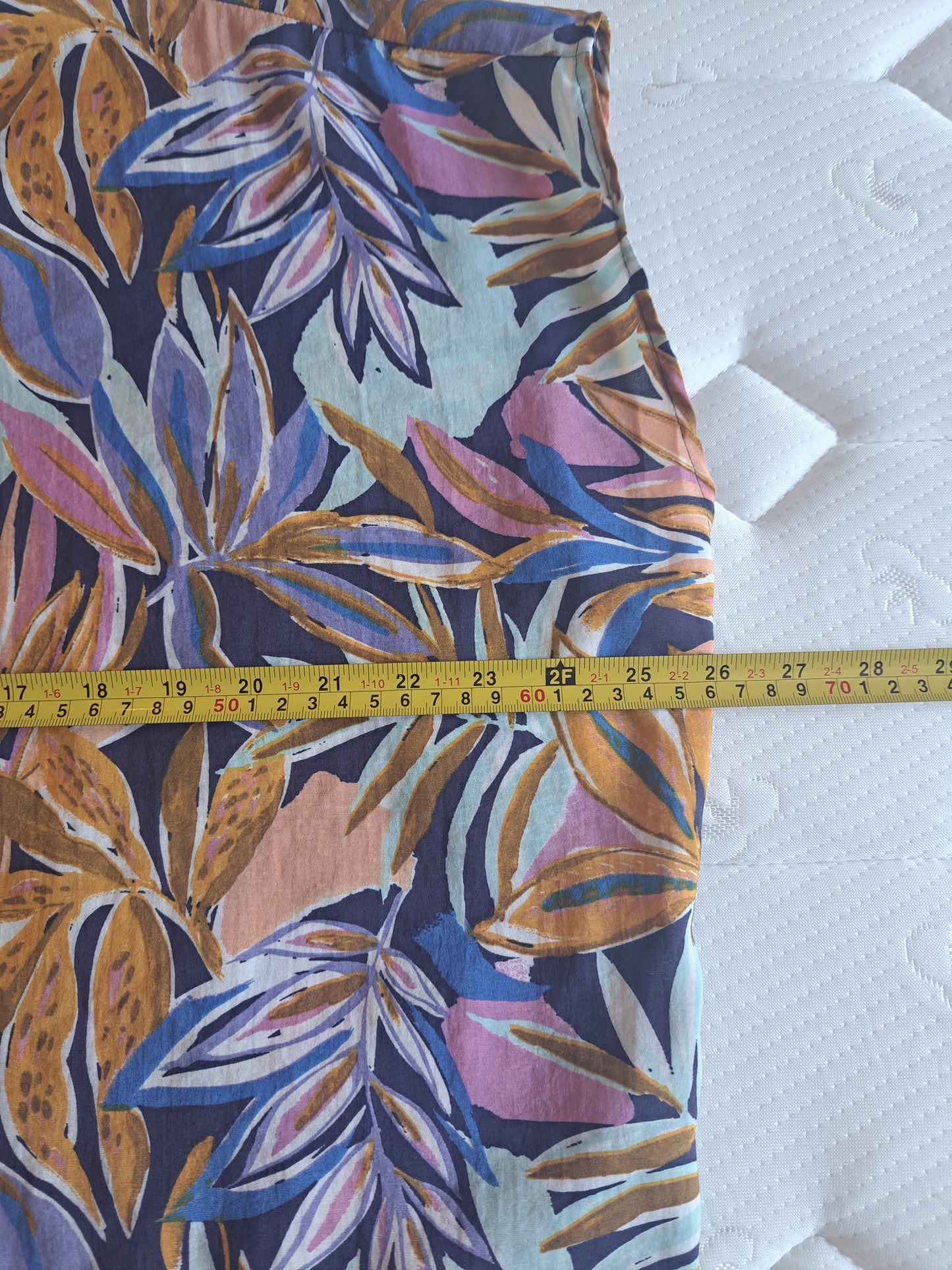 Women’s Tropical Leaf Print Button Up Blouse UK 20 Oversized Relaxed Summer Top