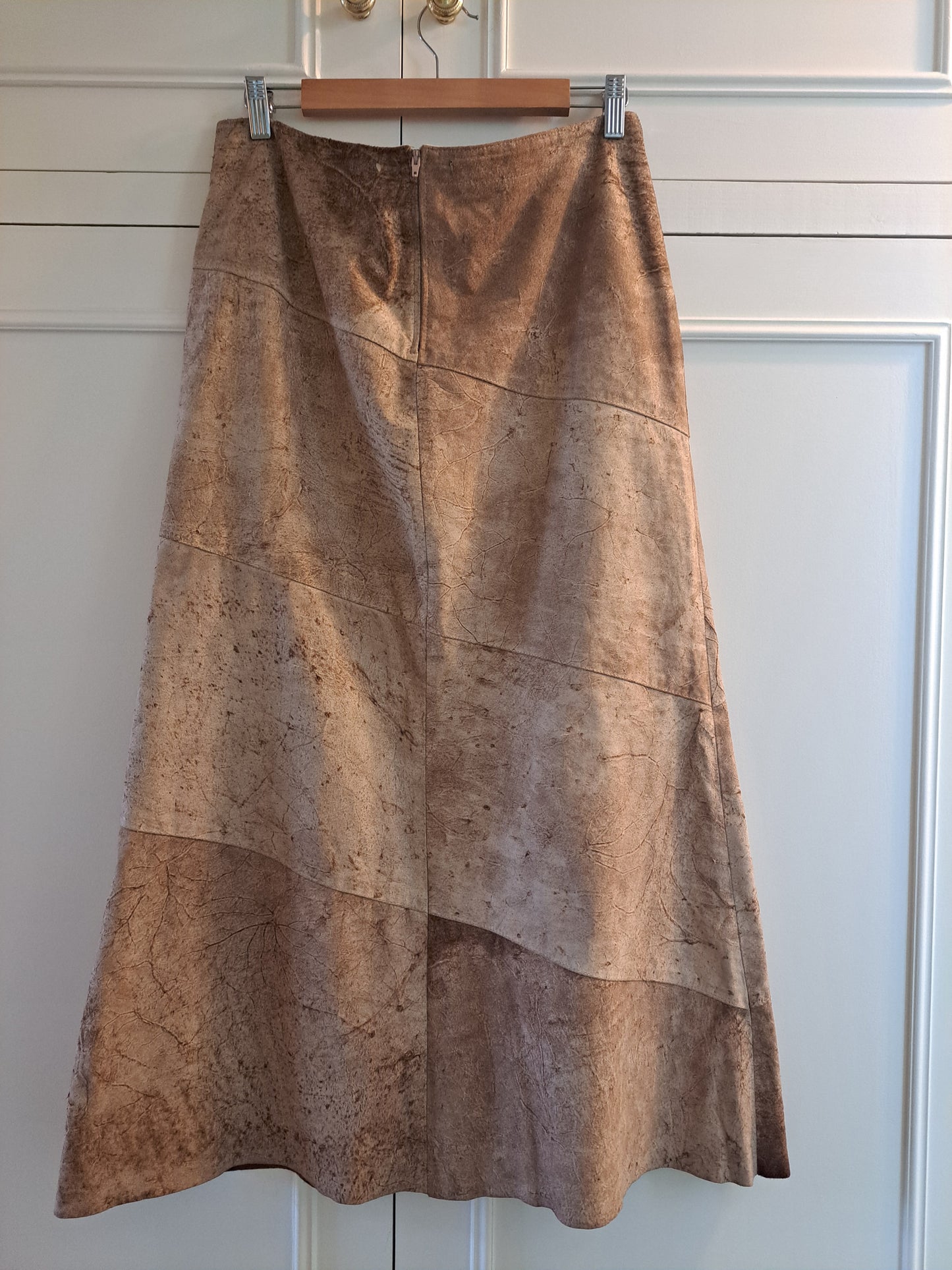 Conbipel Genuine Leather Maxi Skirt Size 44 Made in Italy Patchwork A Line Skirt