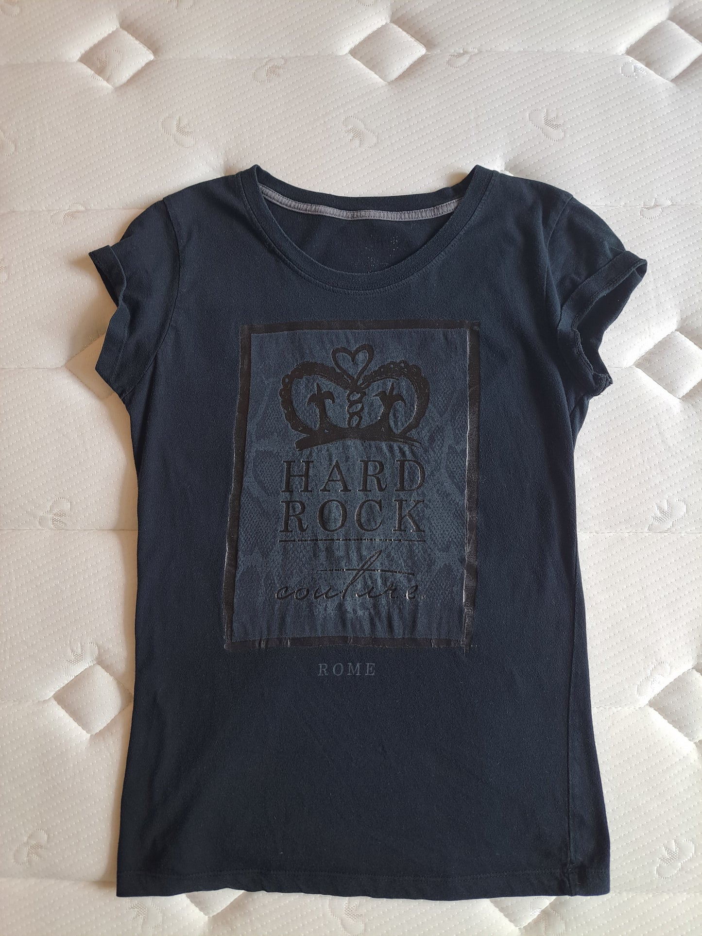 Hard Rock Couture Black Graphic T Shirt Slim Fit Women’s Size S/M