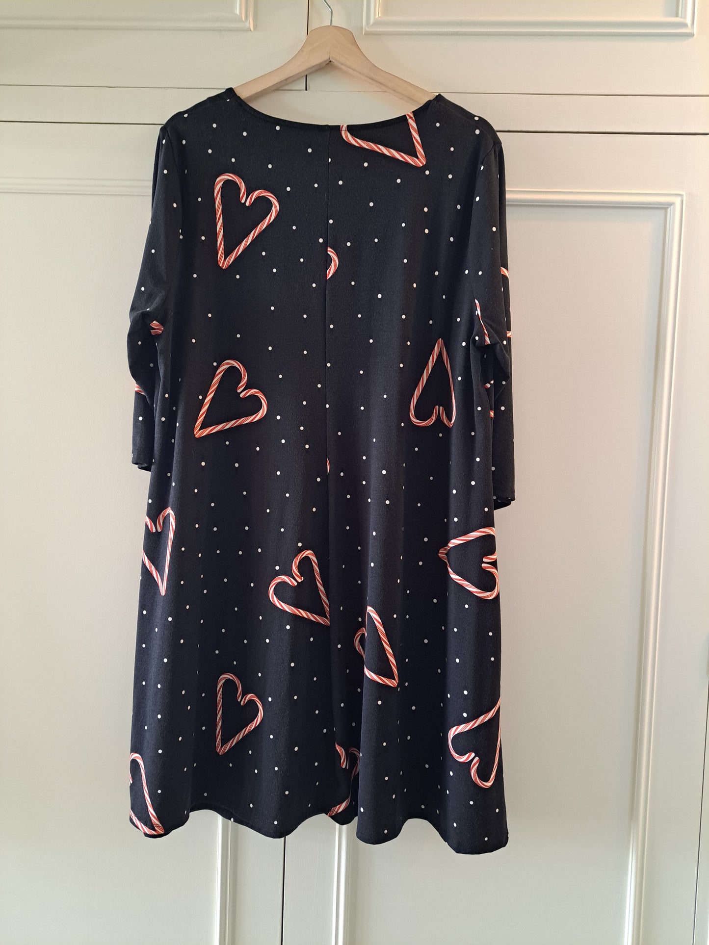 Capsule Black Heart Print Midi Dress UK 22 Stretch Casual Dress