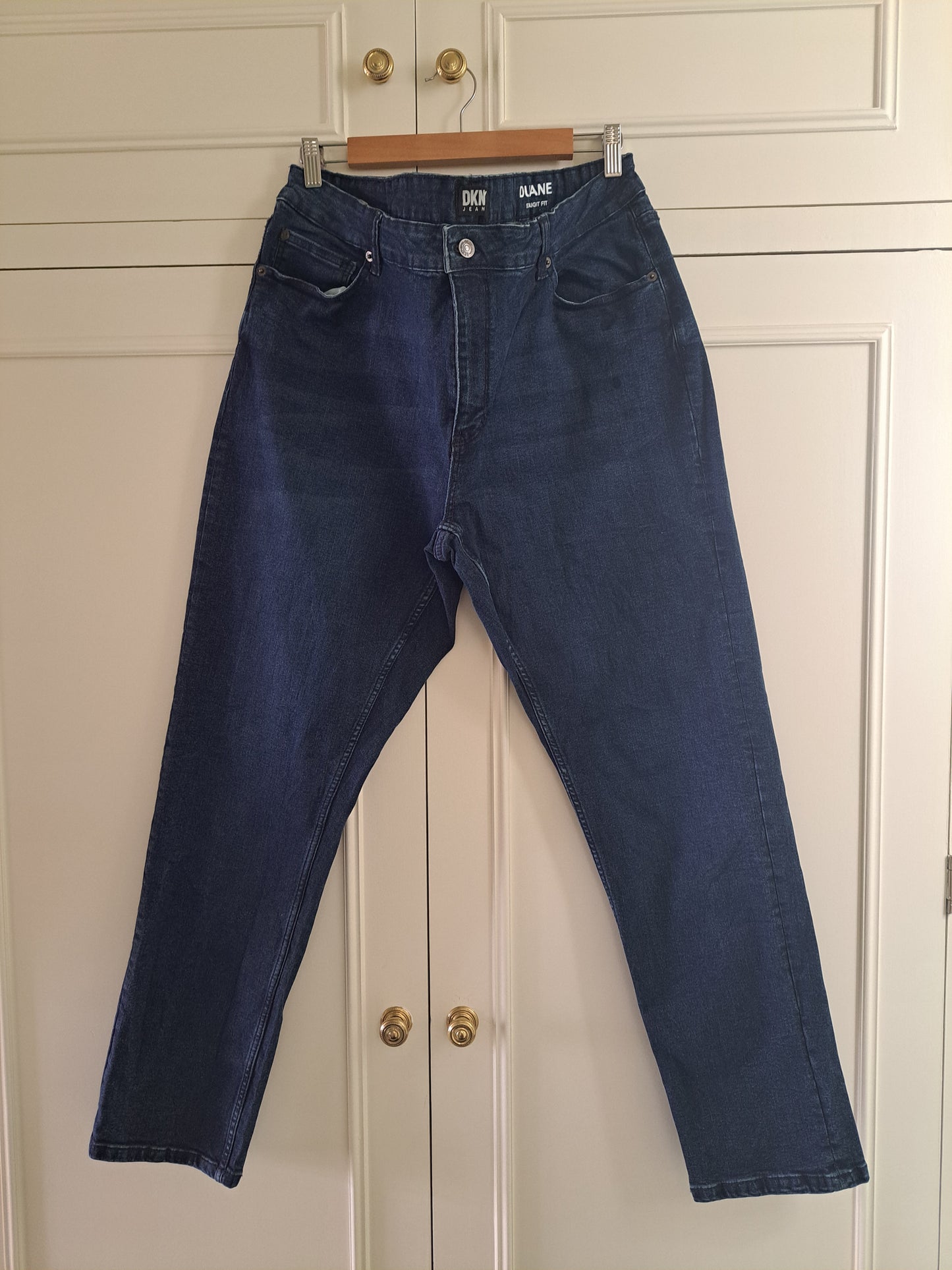DKNY Duane Straight Fit Jeans Dark Blue Denim Stretch Jeans W40 L32